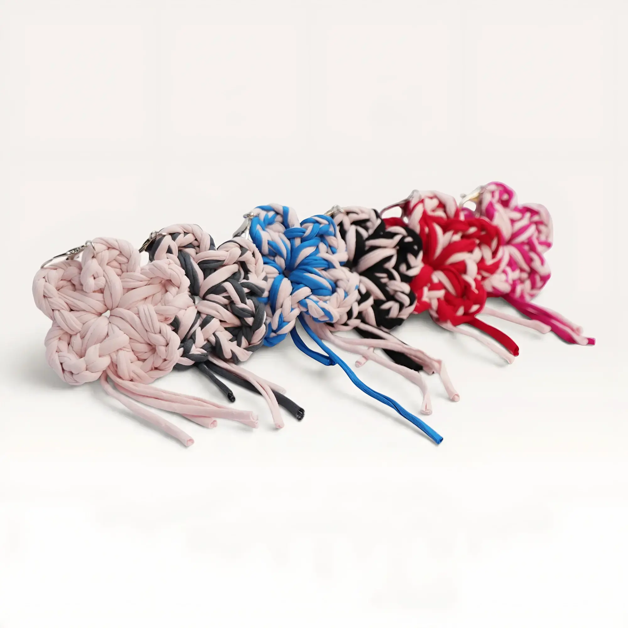 Two-Tone Crochet Flower Keychain – 9x9 cm – Available In Style Options