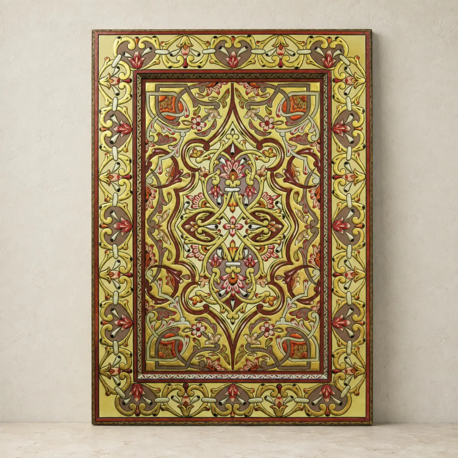 Gold Geometric Arabesque Wooden Wall Art – 104x74 cm