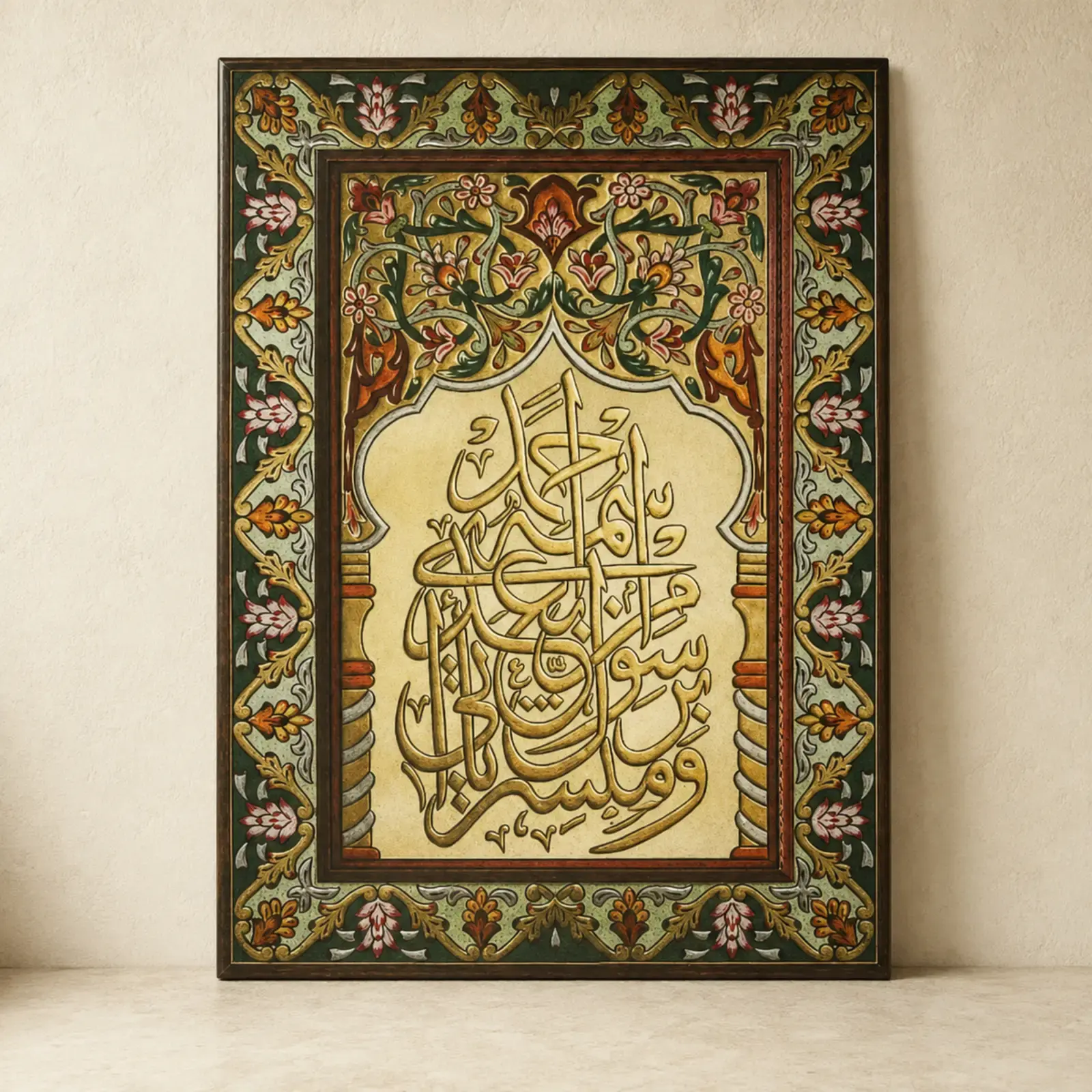 “His Name Is Ahmad” Quranic Calligraphy Wooden Wall Art – 104x74 cm
