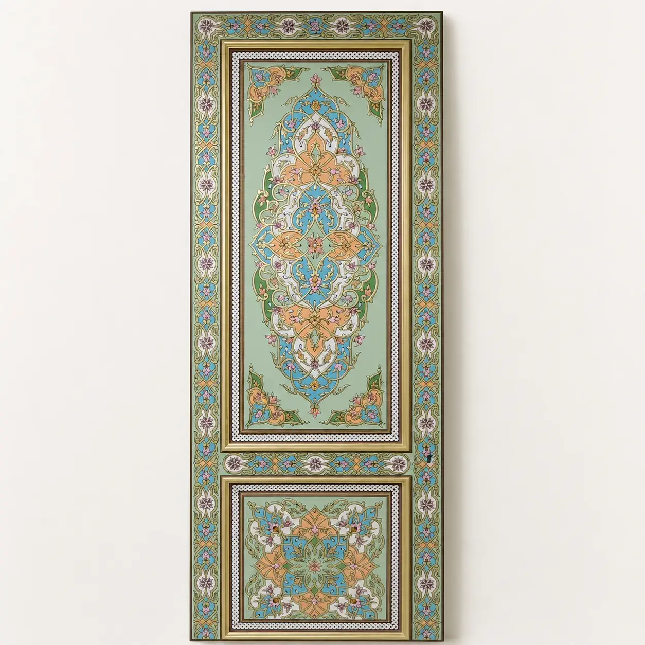 Custom-Size Hand-Painted Arabesque Wooden Door – One-Sided
