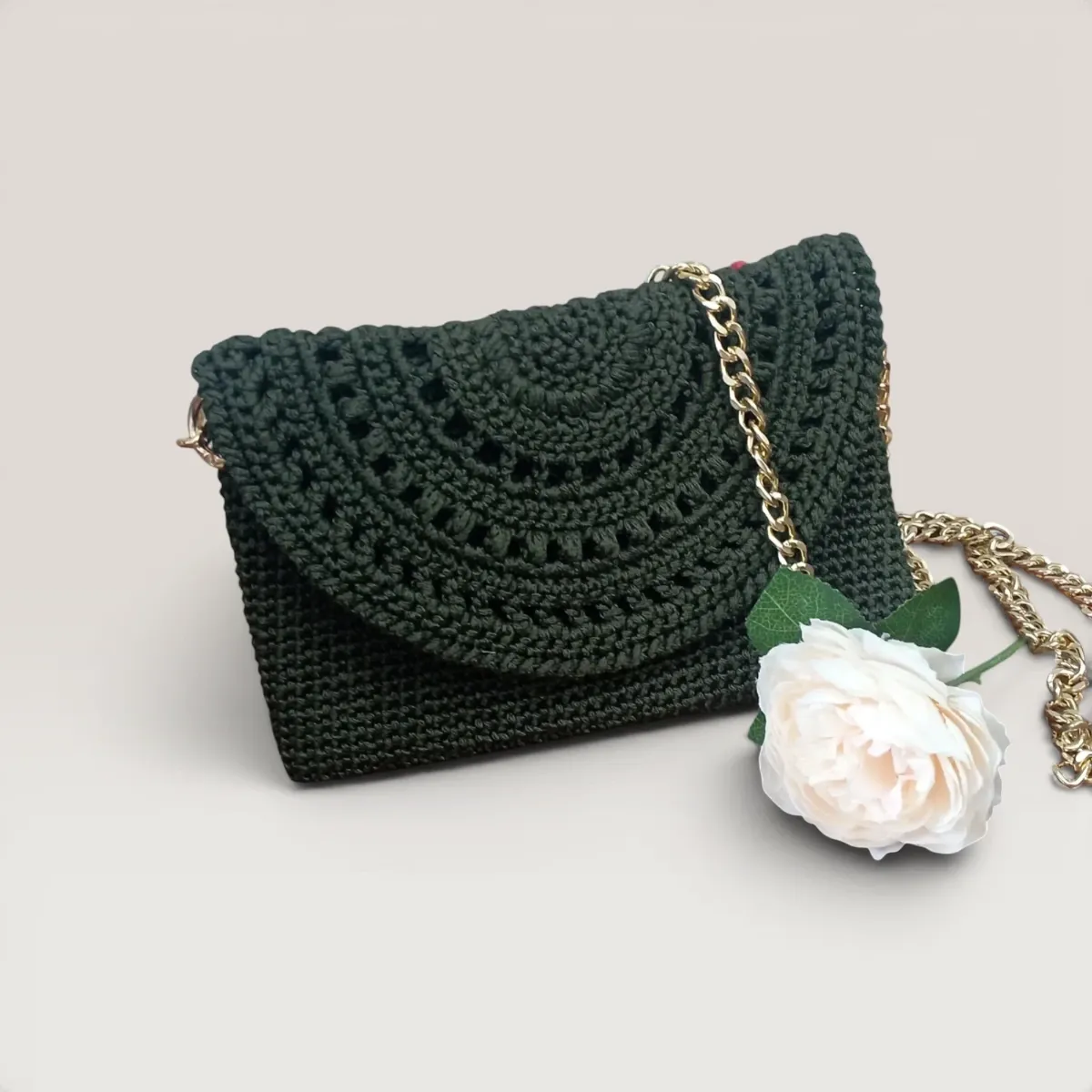 Handmade Crochet Crossbody Everyday Bag - 22x14 cm Custom Color