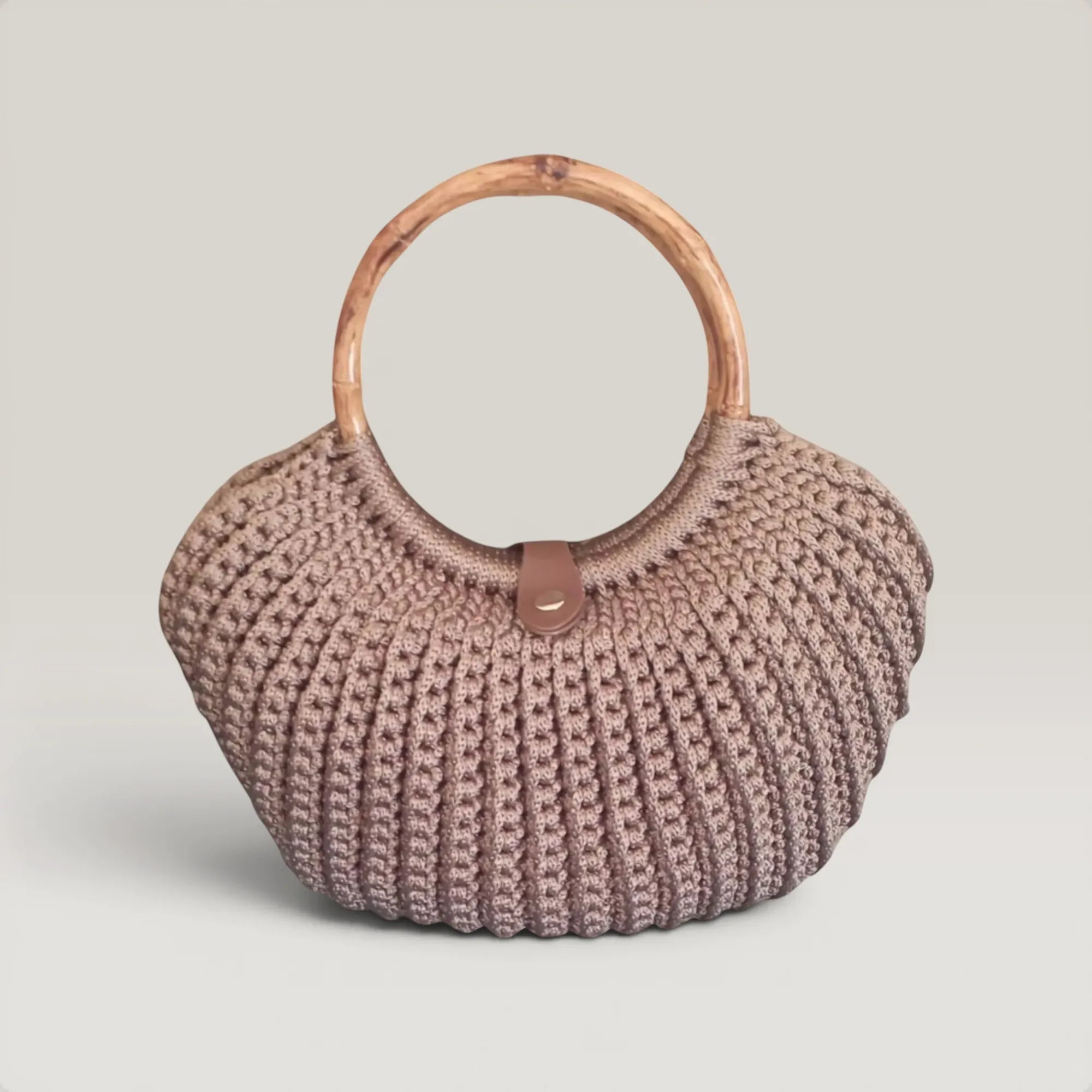 Beige Turkish Crochet Basket Bag - Custom Size & Color Available