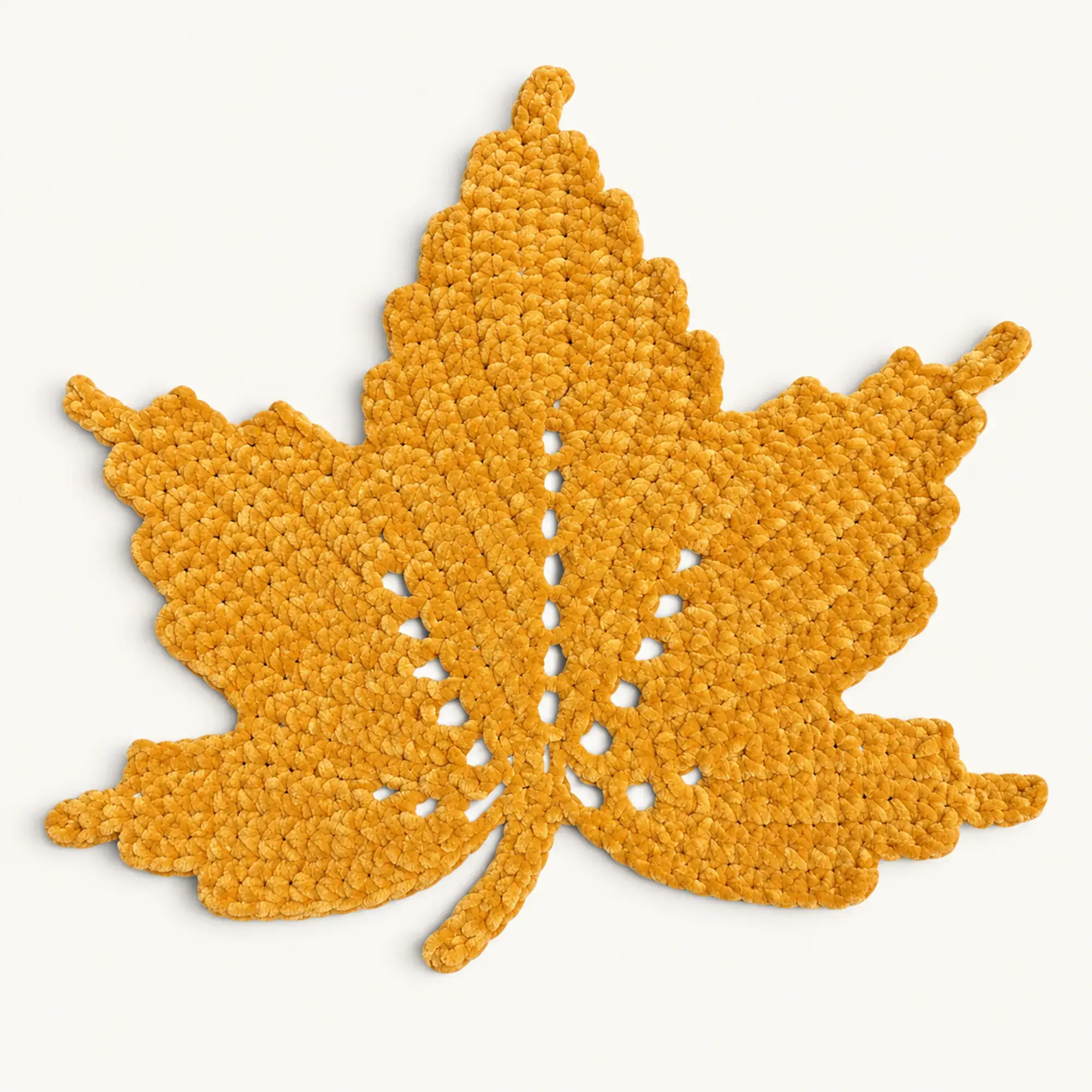Maple Leaf Crochet Coaster & Decor in Mustard Yellow