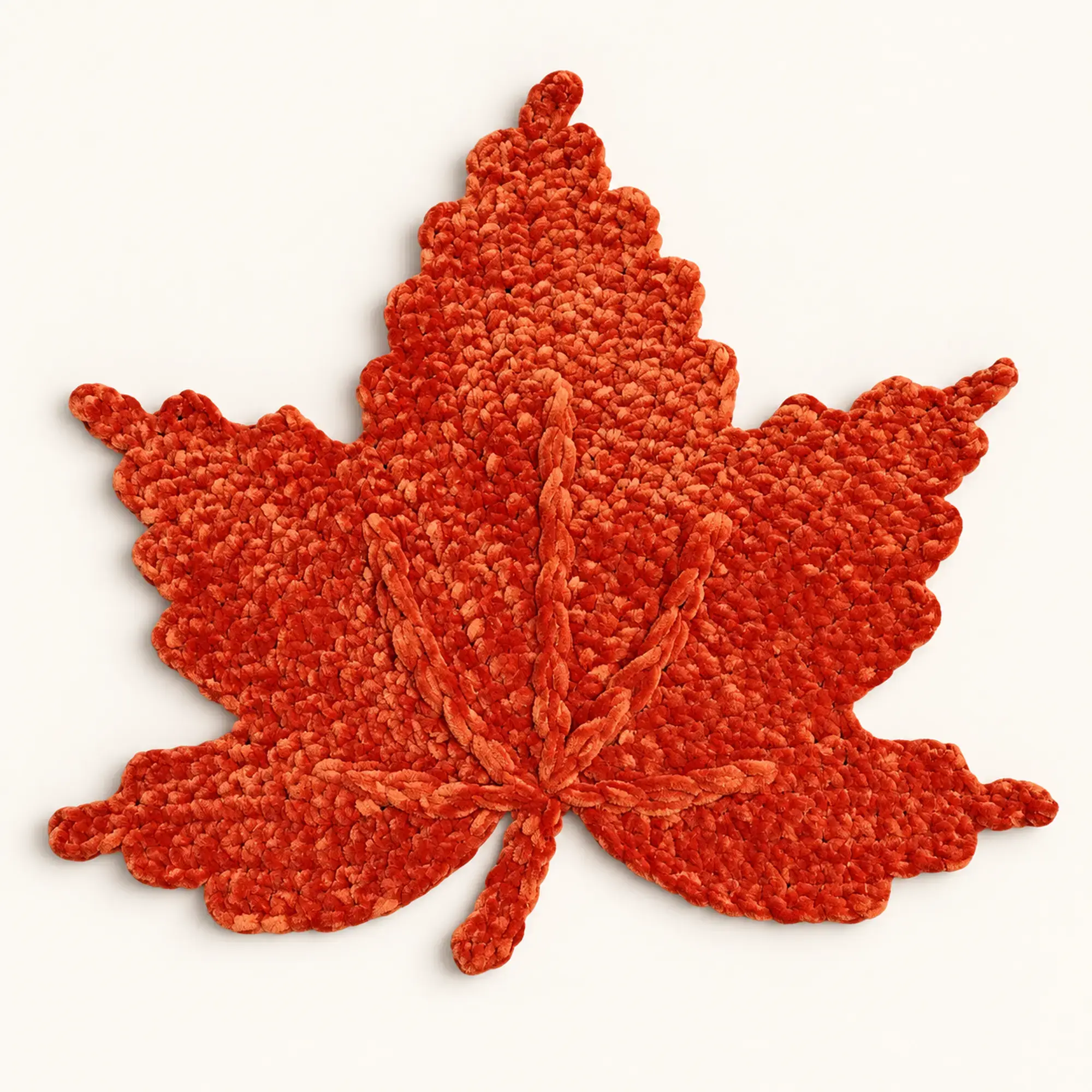 Maple Leaf Crochet Coaster & Decor in Rust Orange