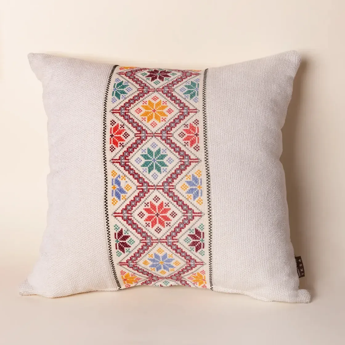Handmade Chevron Zigzag Embroidered Cushion Cover 43x43 cm