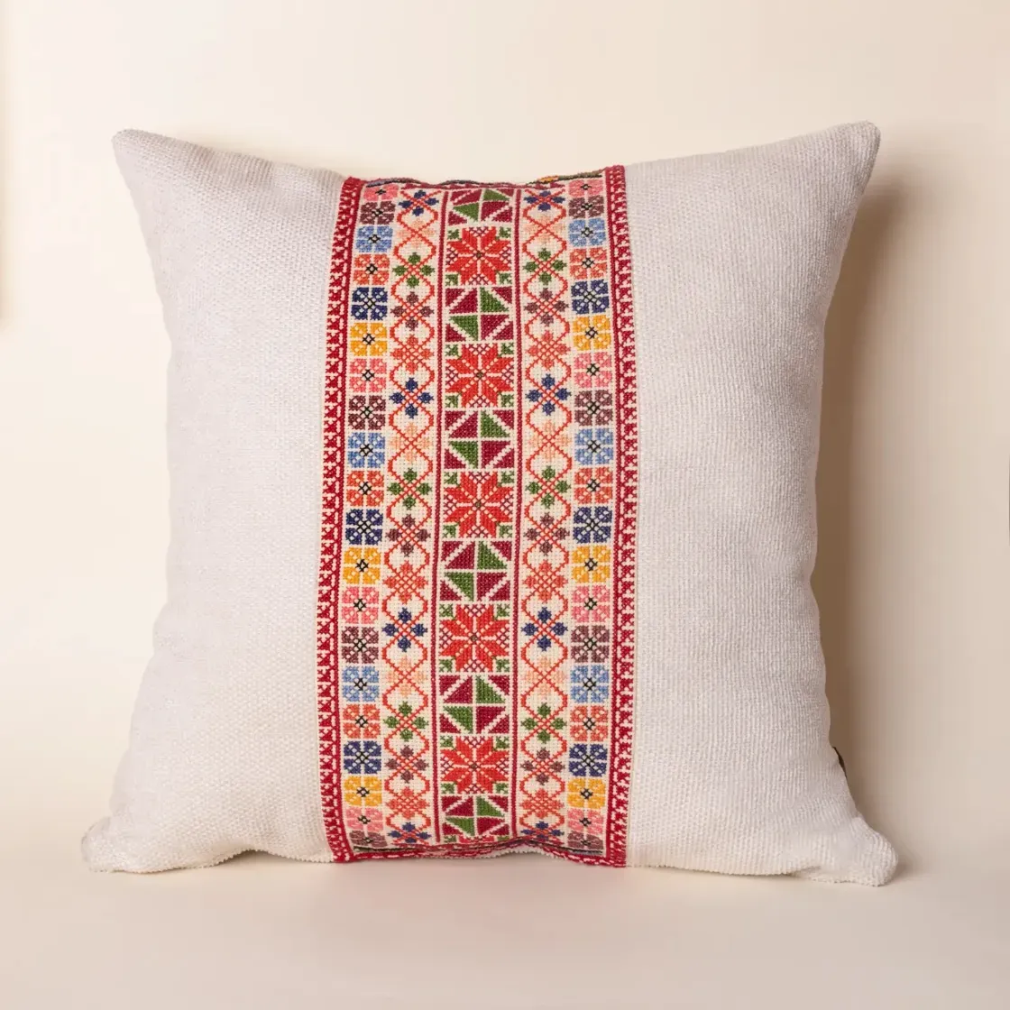 Handmade Floral Symphony Embroidered Cushion Cover 43x43 cm