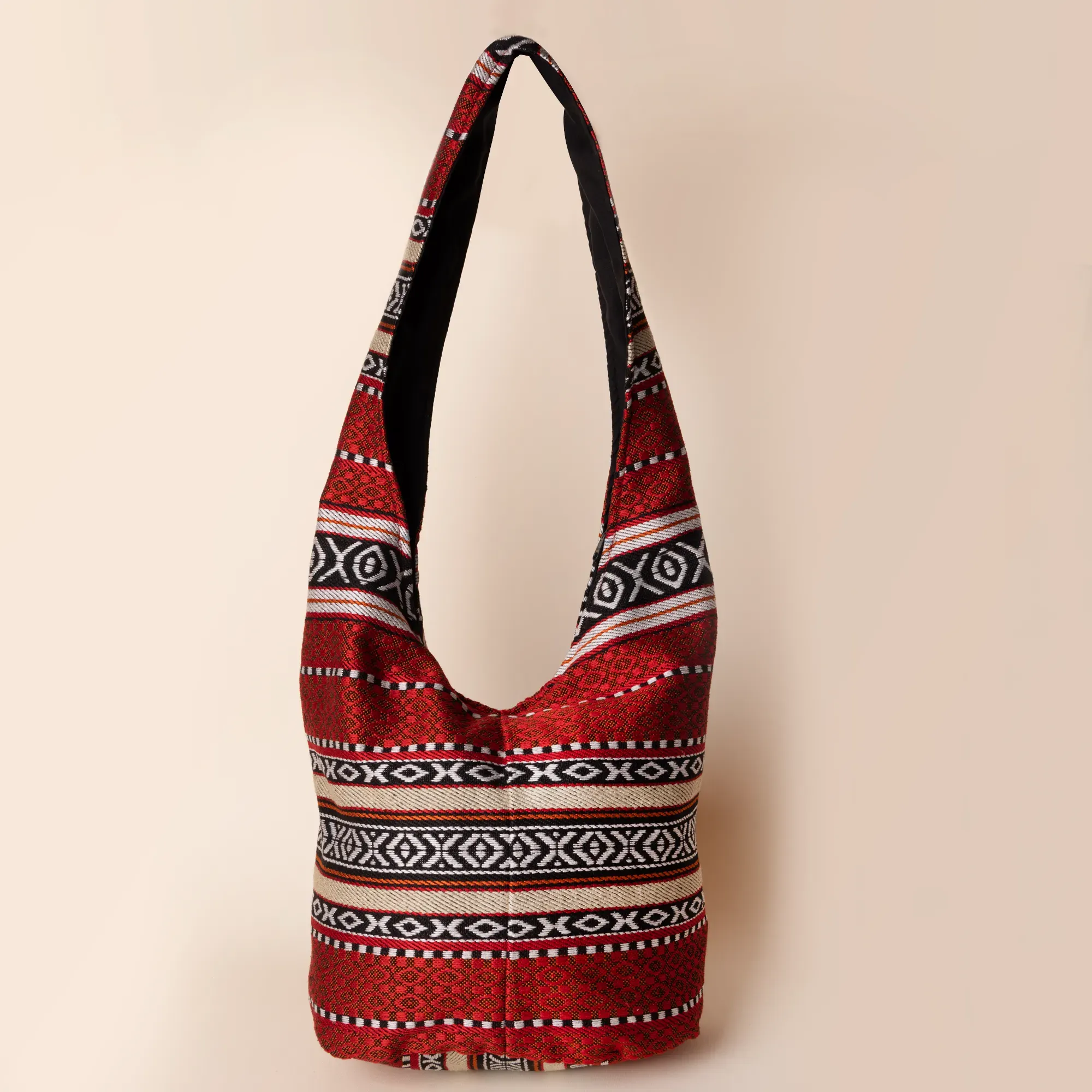 Handmade Crimson Bedouin Shoulder Hand Bag with Heritage Textile