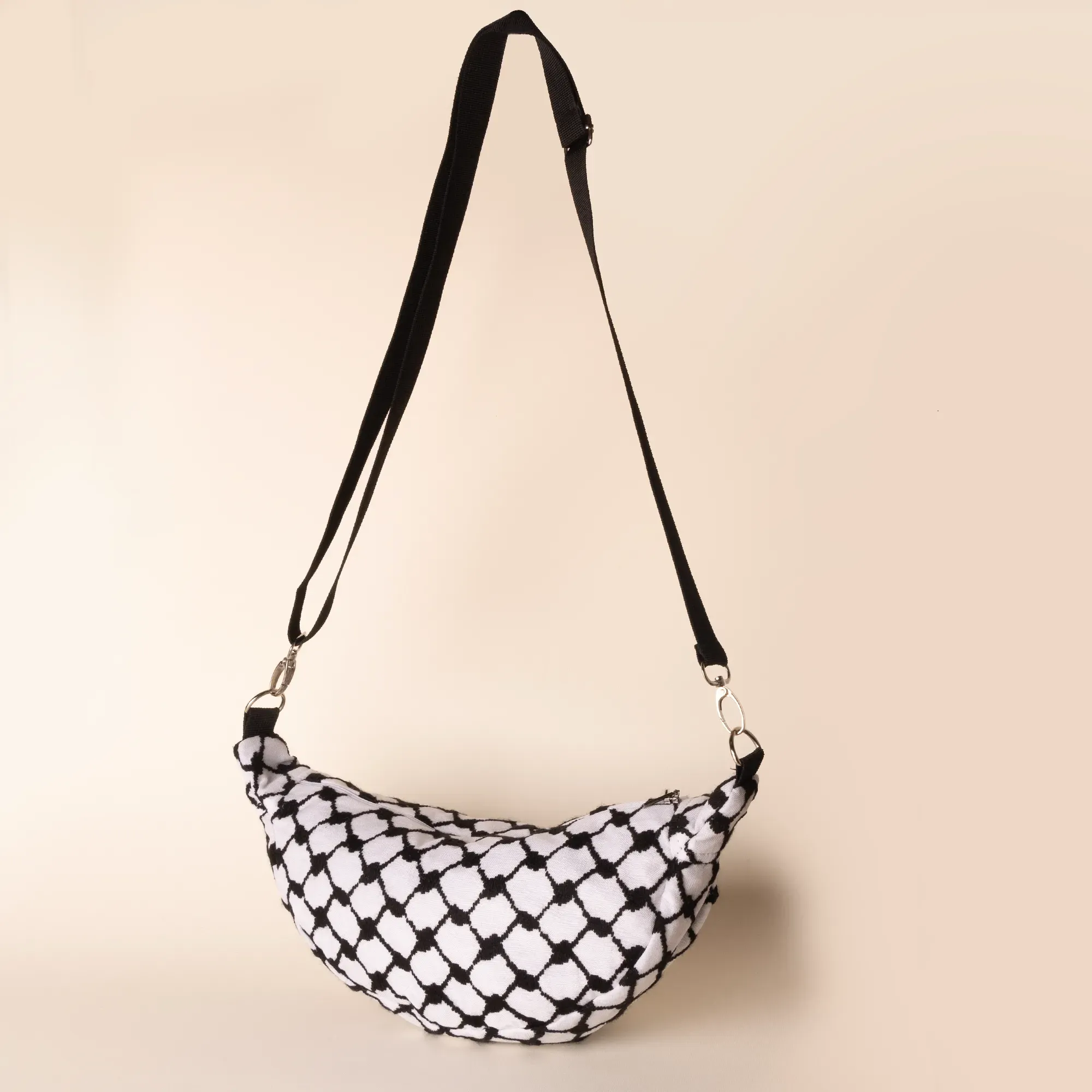 Handmade Black and White Keffiyeh Cross Bag Convertible
