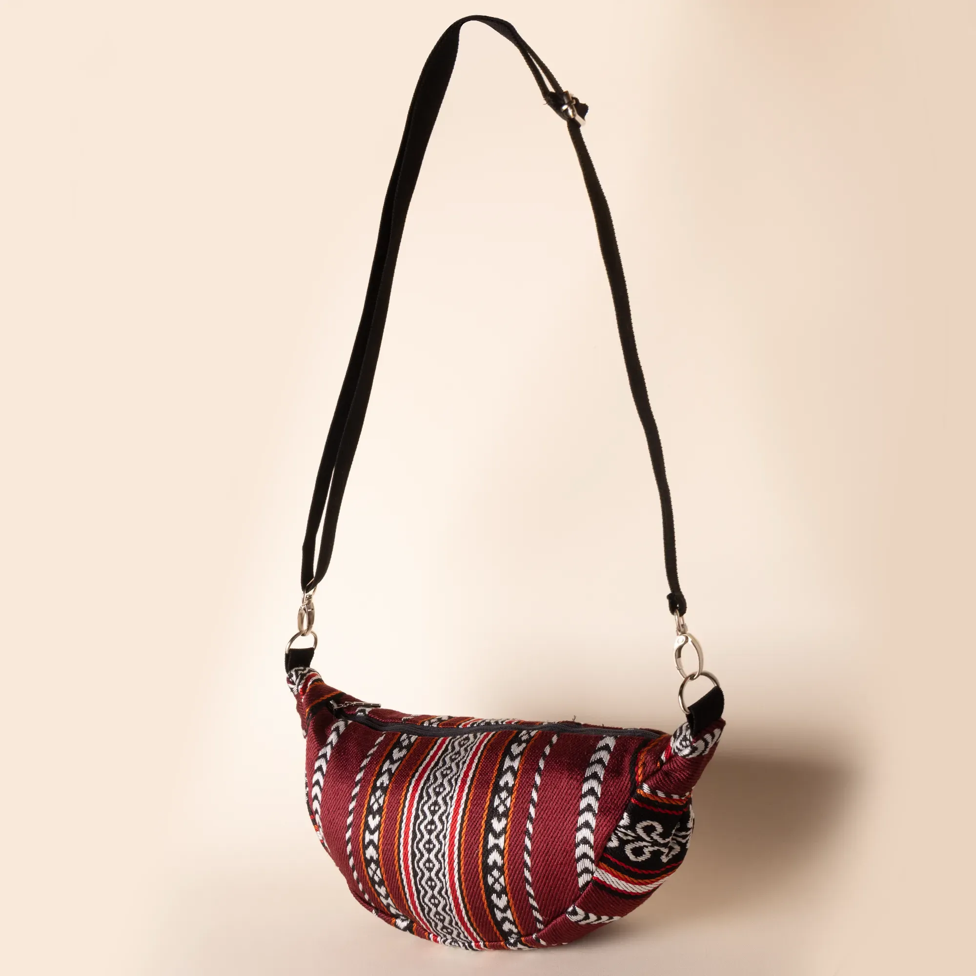Handmade Burgundy Desert Rose Crossbody Bag with Secure Pocket