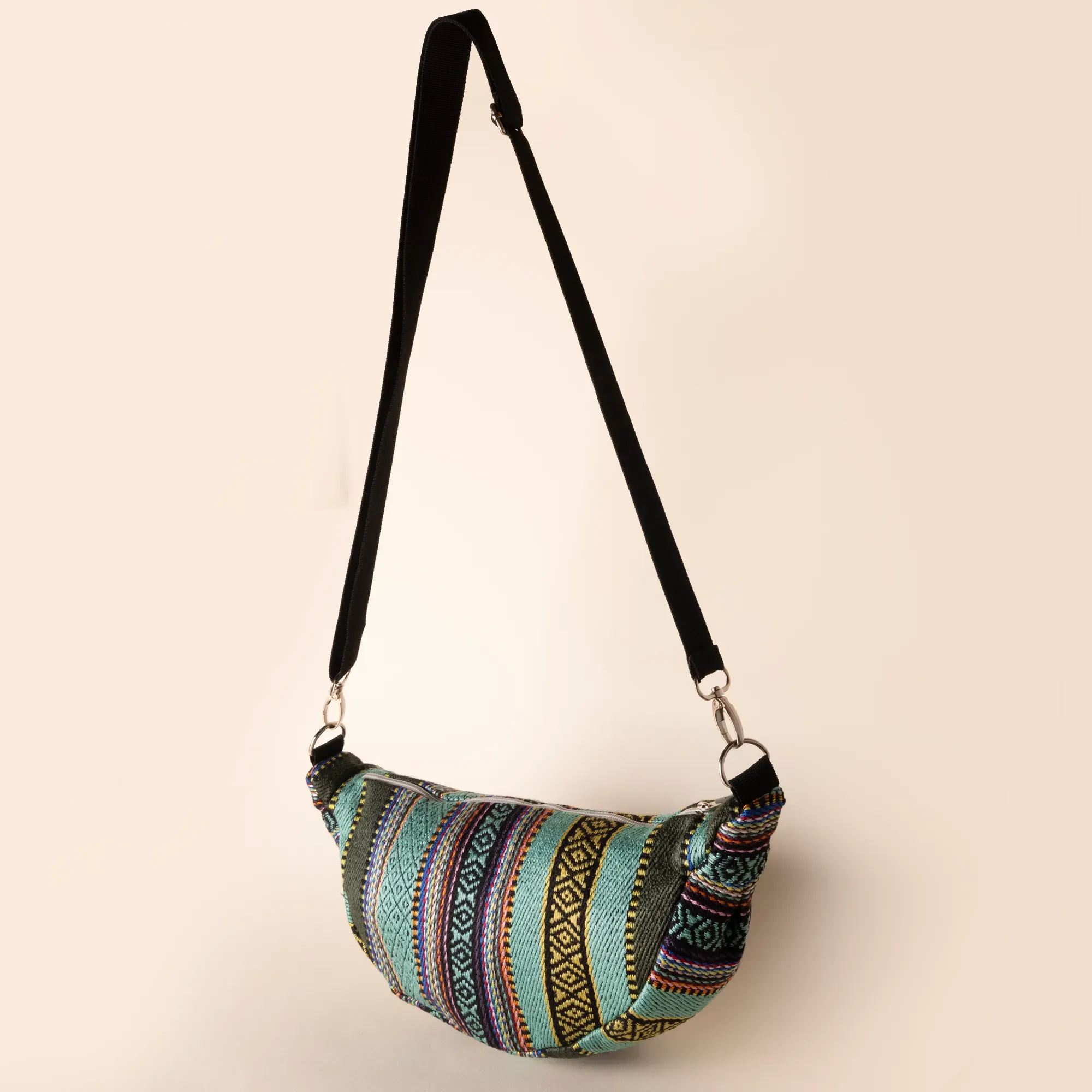 Handmade Sage Green Earth Crossbody Bag with Secure Zip Pocket