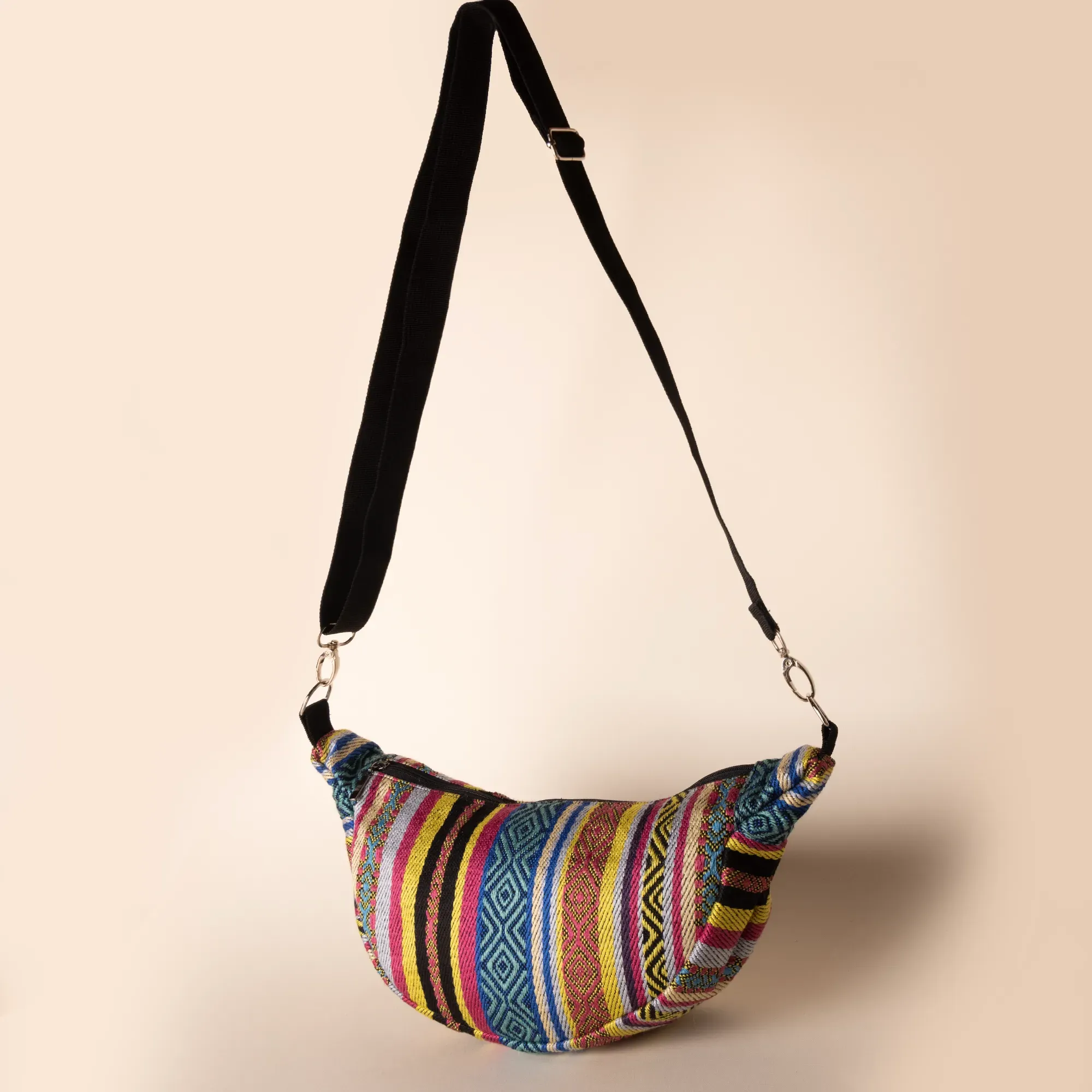 Handmade Rainbow Bazaar Heritage Crossbody Bag with Zip Pocket