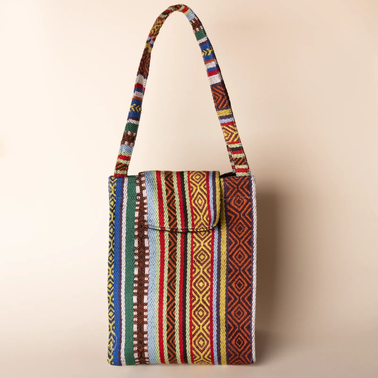 Handmade Multicolor Soft Lines Insulated Lunch Box Bag Thermal
