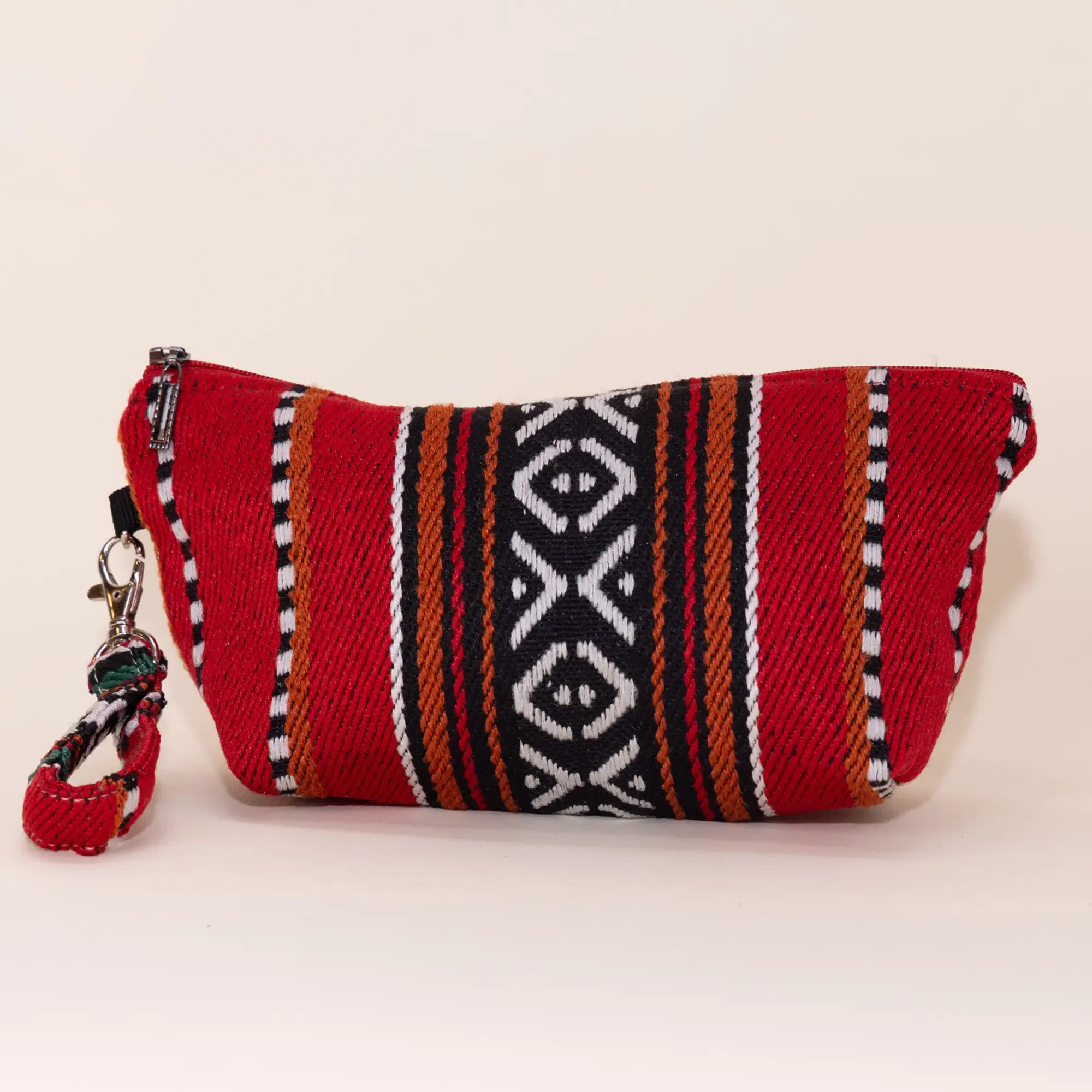 Handmade Crimson Festive Heritage Sadu Makeup Bag Water Resistant