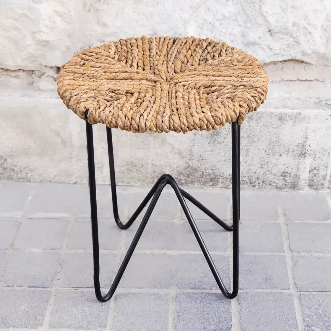 Handcrafted Iron Halfa Seat Chair Round 35x45 cm