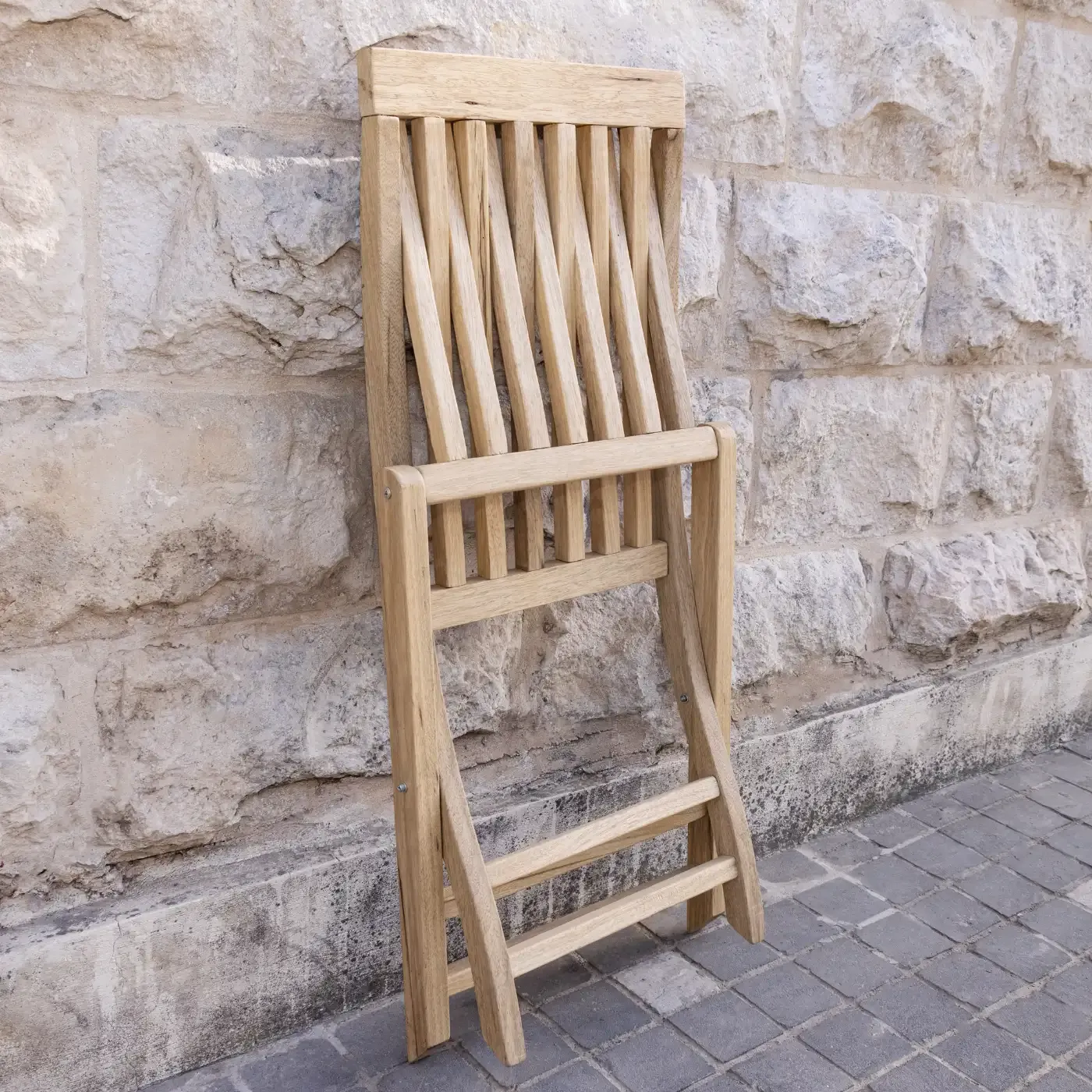 Foldable Classic Teak Slatted Wooden Garden Indoor Chair