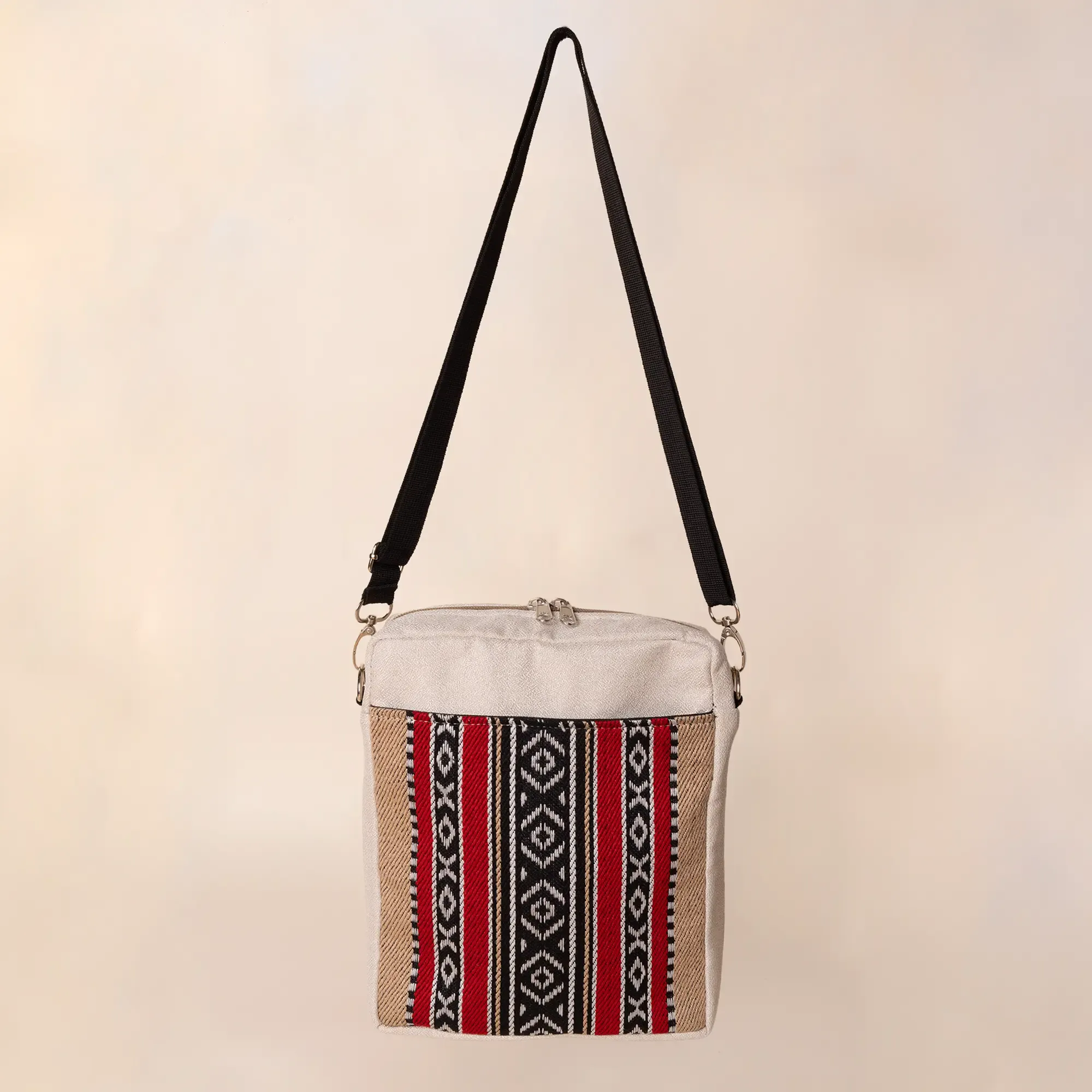 Desert Dusk Square Cross Bag 25x25 Canvas Handmade Minimal