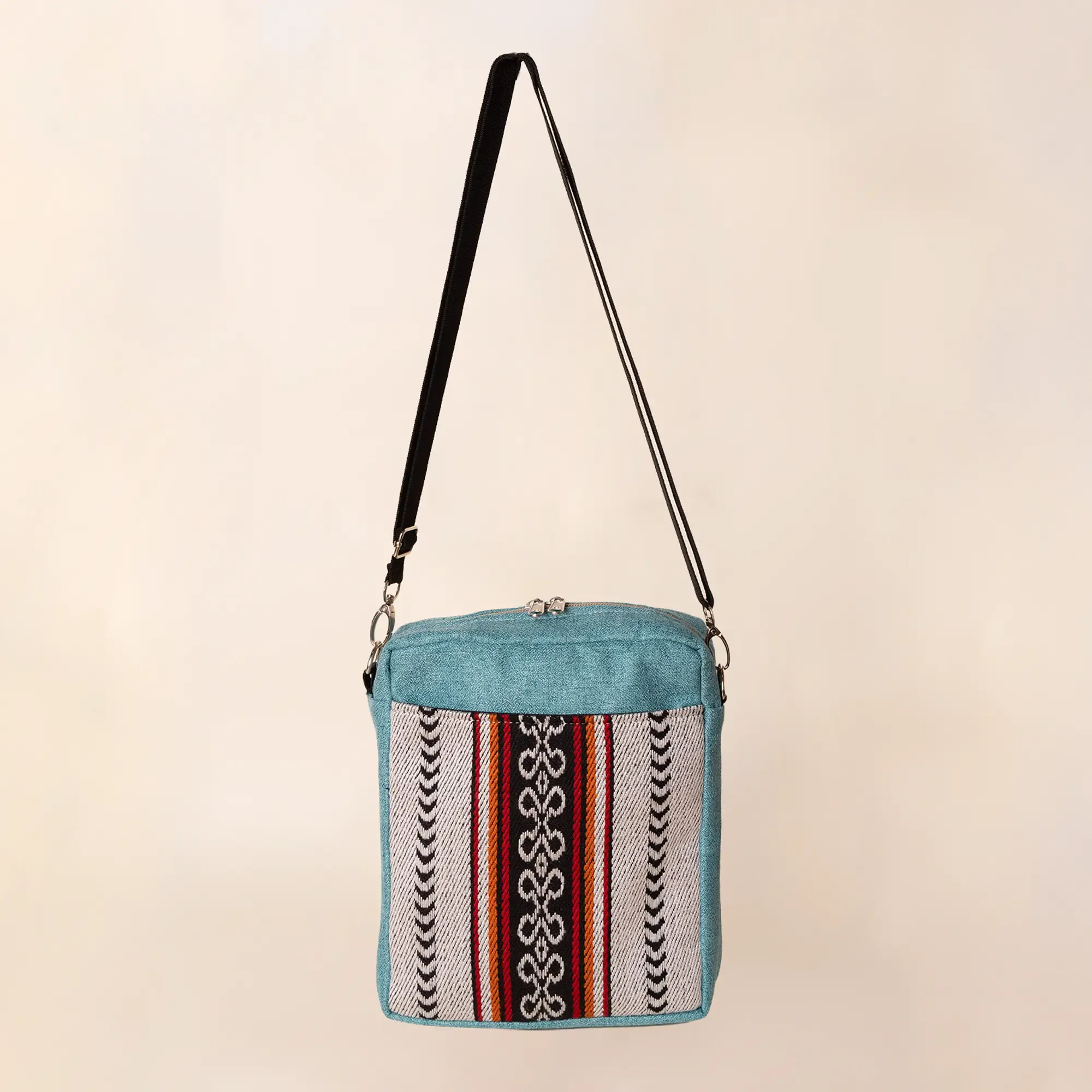 Sea Breeze Square Cross Bag 25x25 Canvas Handmade Fresh