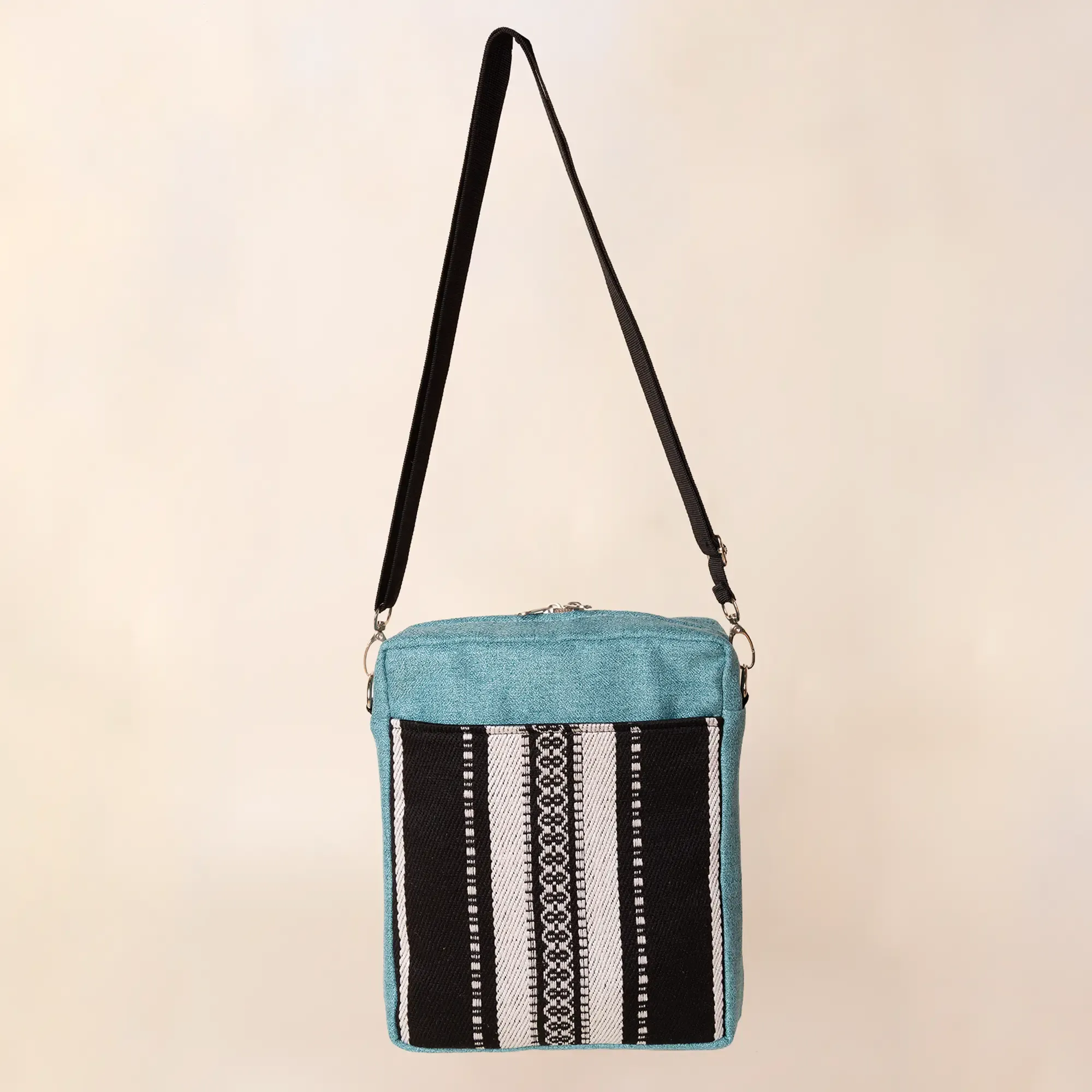 Midnight Oasis Square Cross Bag 25x25 Canvas Handmade Urban