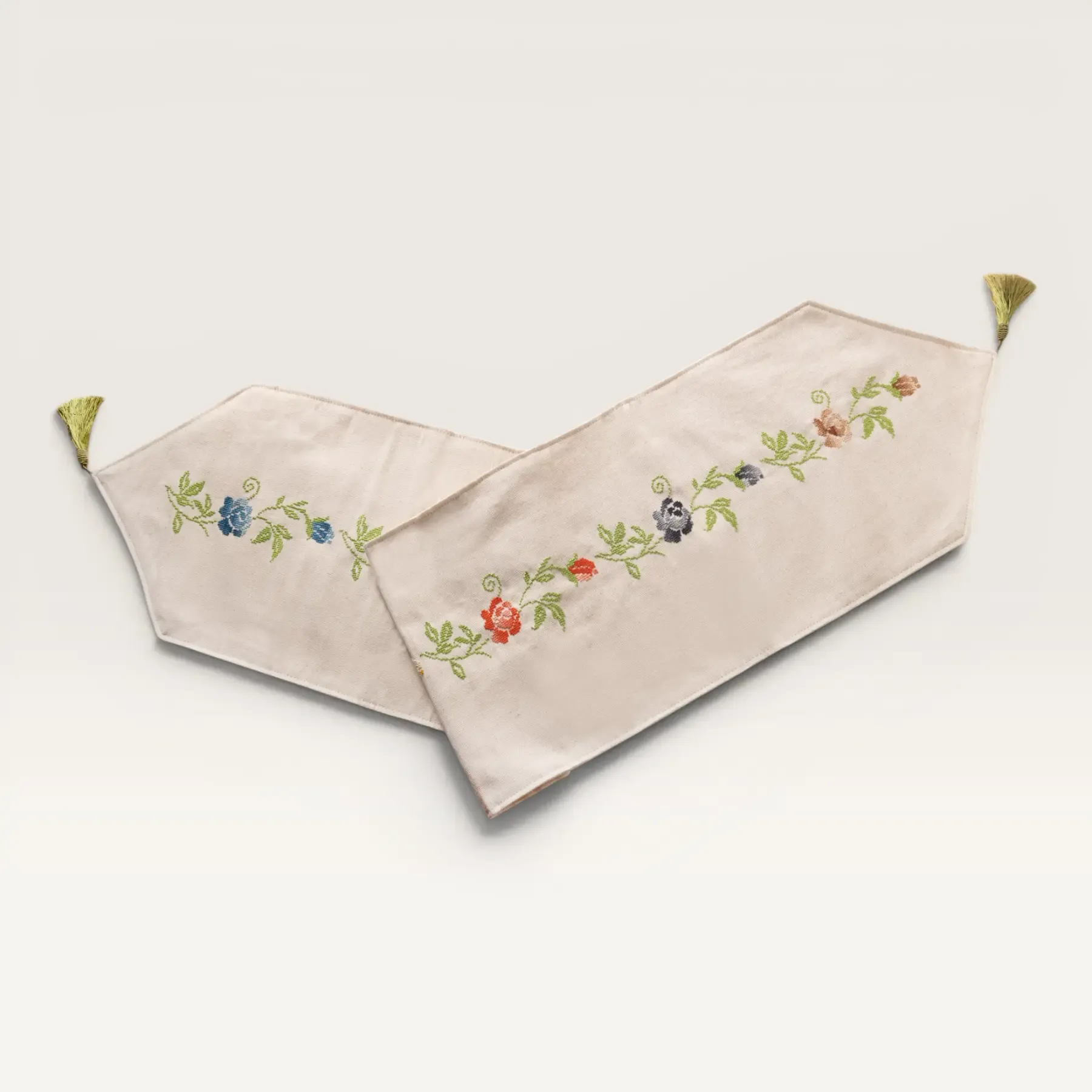 Meadow Blossom Linen Embroidered Table Runner 35x150 cm Handmade