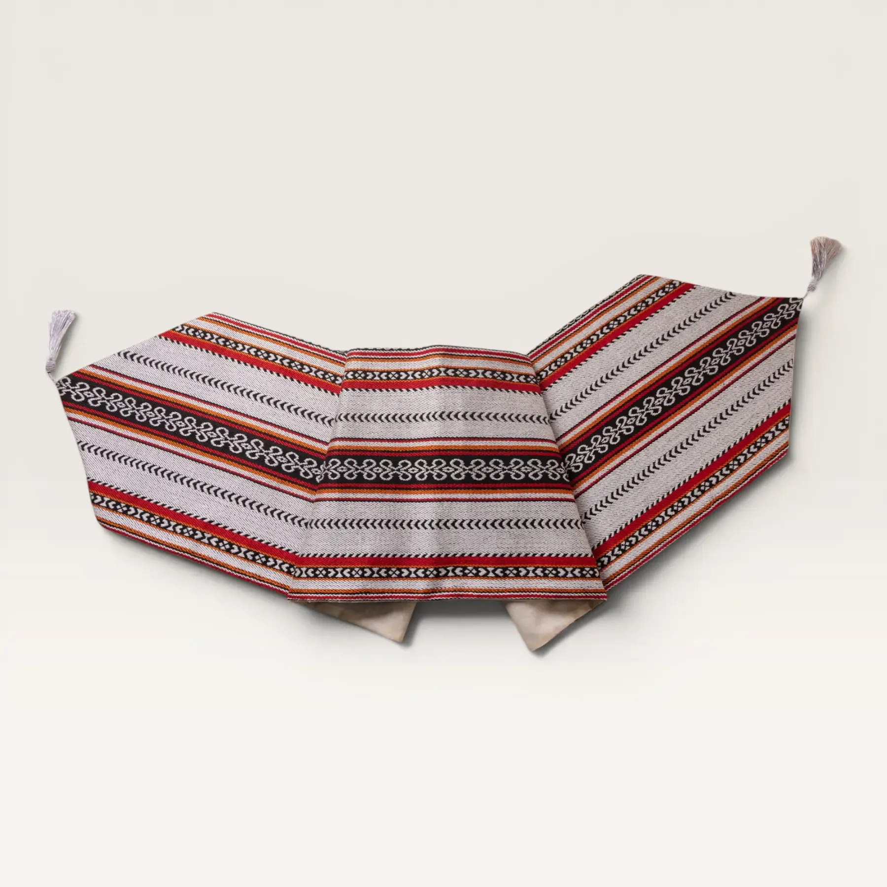 Crimson Horizon Striped Bedouin Table Runner 35x200 Handmade