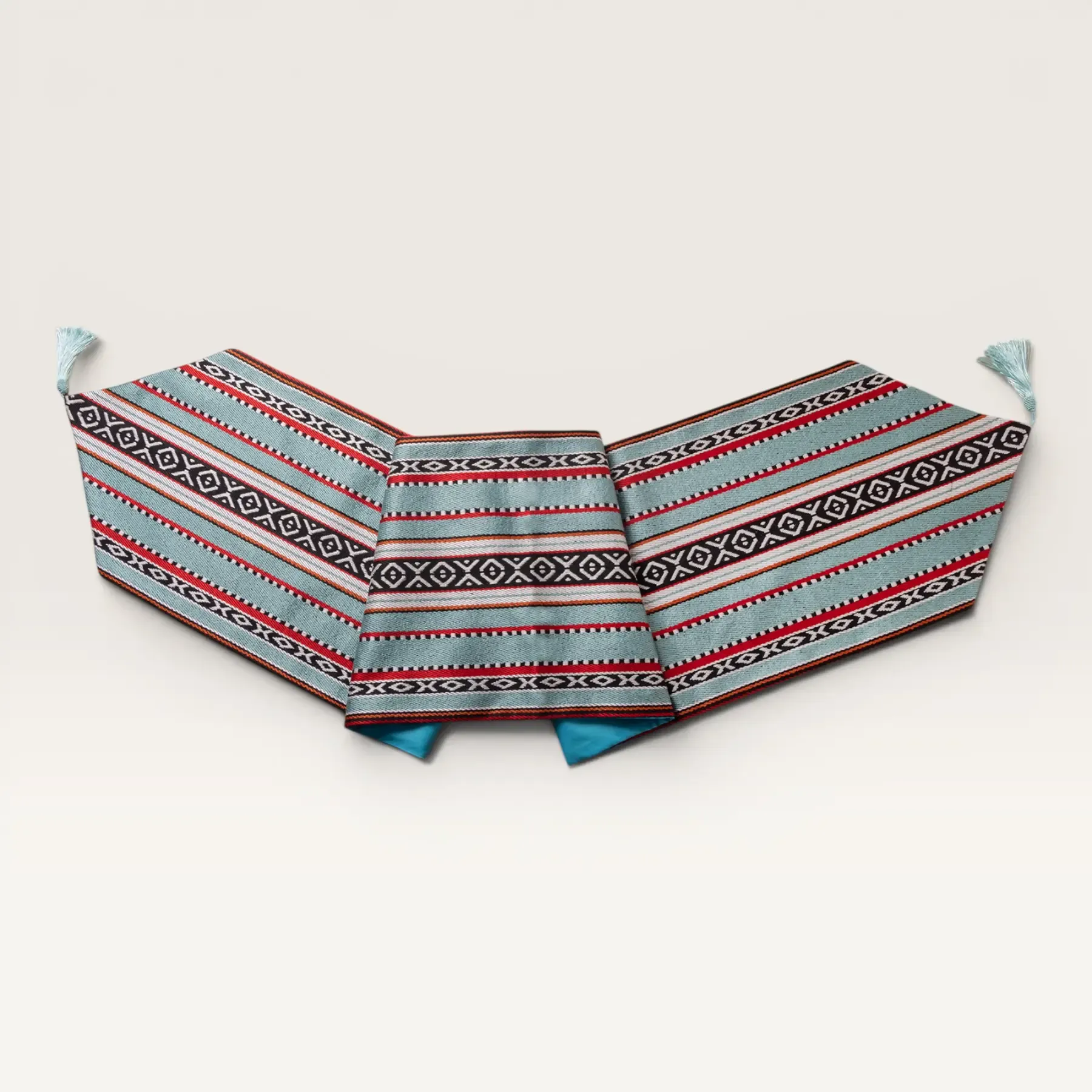 Slate Coral Bedouin Table Runner 35x200 Woven Handmade Minimal