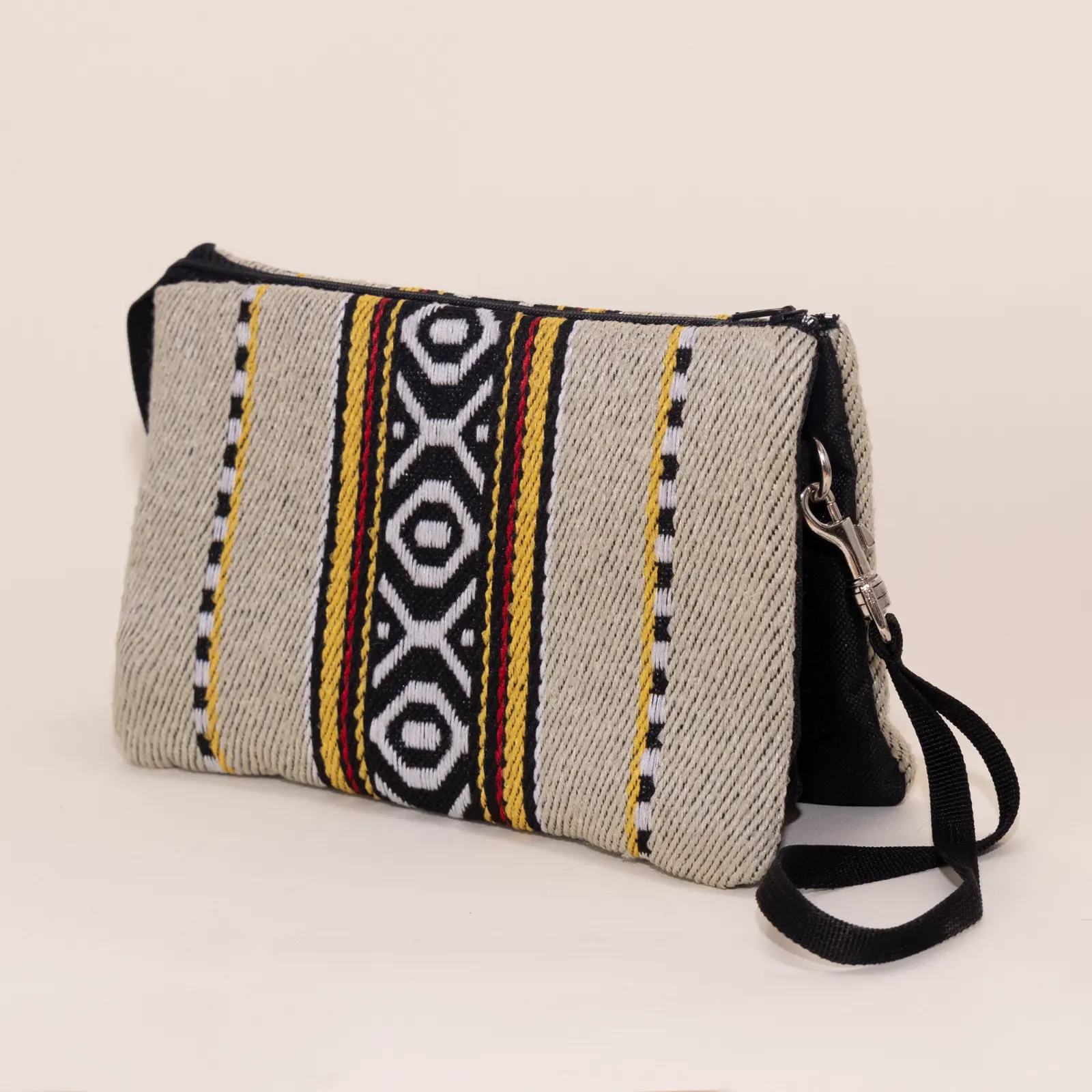 Creamy Sadu Accent Petra Cross Bag Multi Pocket Handmade