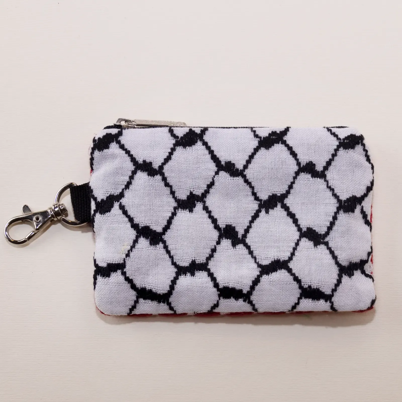 Black White Soft Keffiyeh Small Wallet Keychain 13x9 Handmade