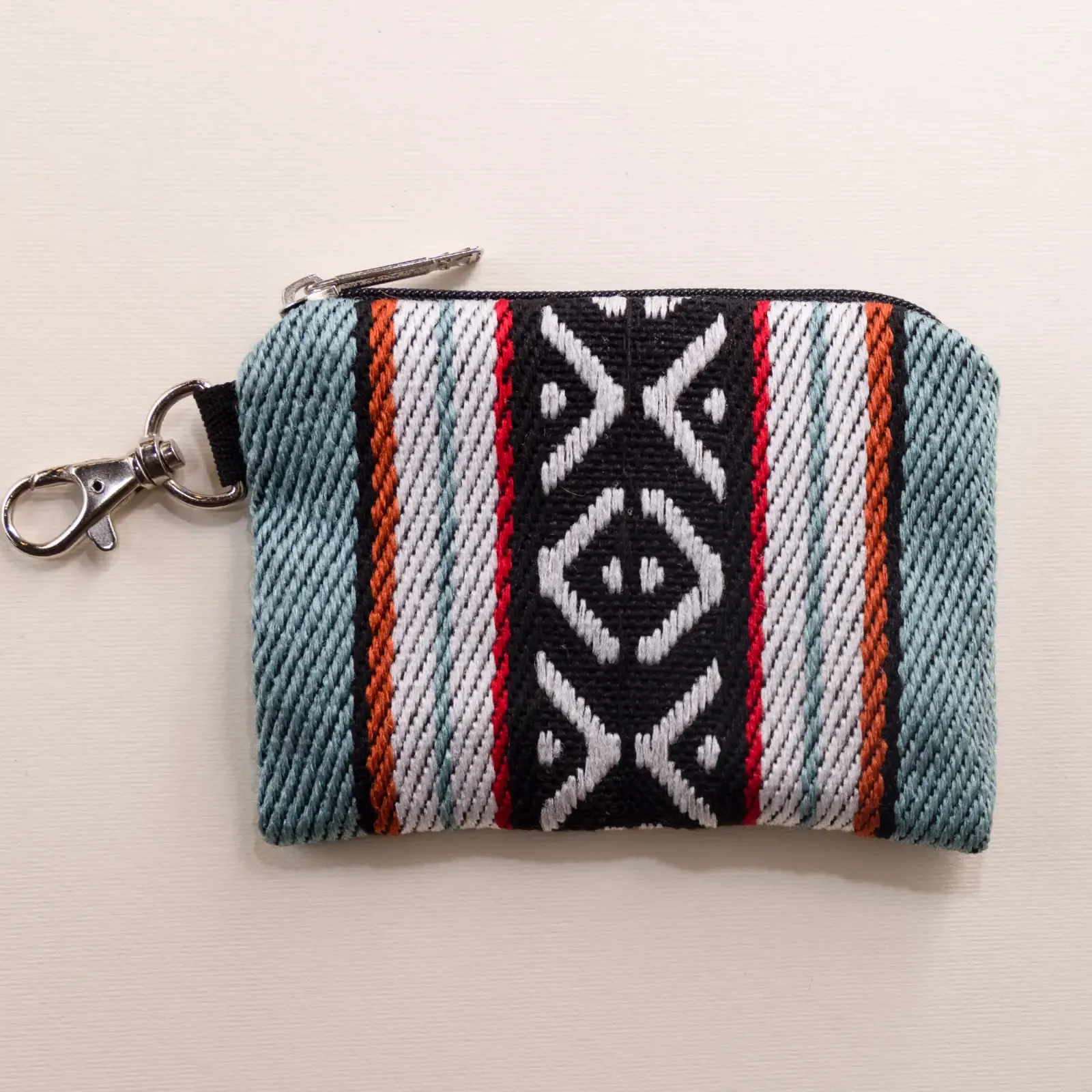 Slate Sage Small Wallet Keychain 13x9 cm Multi Pocket Handmade