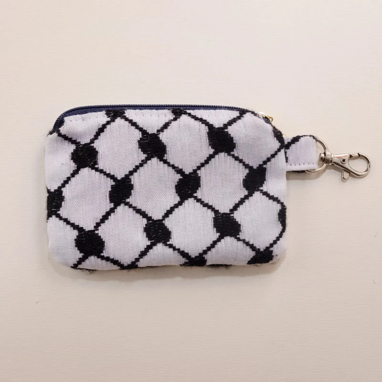 Black White Keffiyeh Small Wallet Keychain 13x9 Handmade
