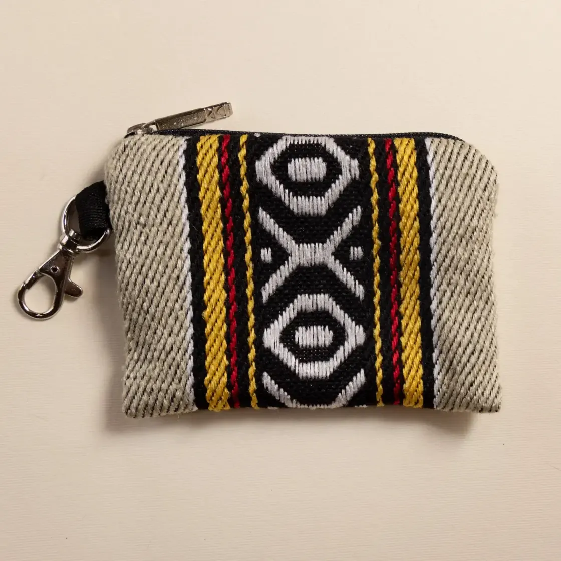 Neutral Beige Small Wallet Keychain 13x9 cm Multi Pocket Handmade