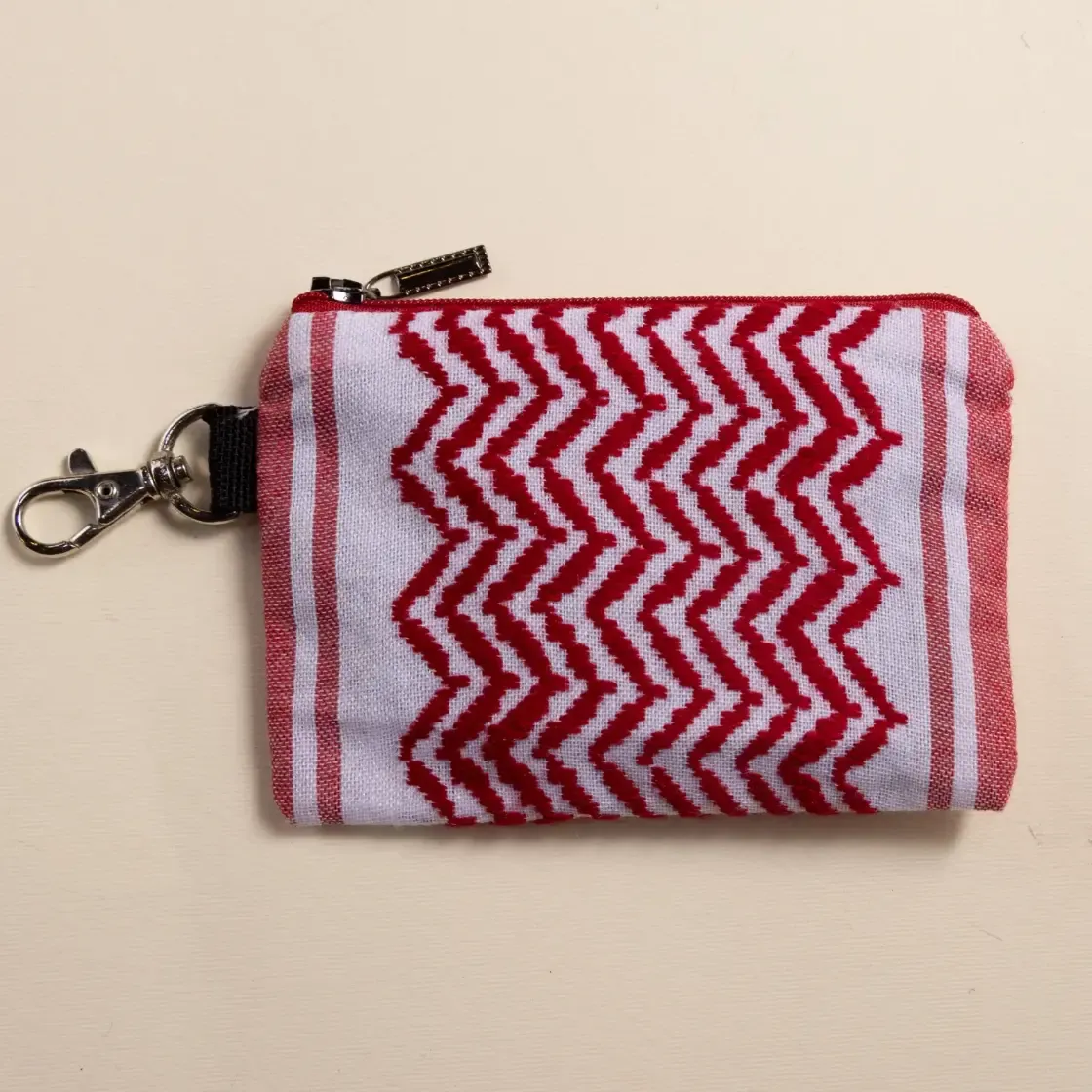 Vibrant Red Keffiyeh Small Wallet Keychain 13x9 Handmade