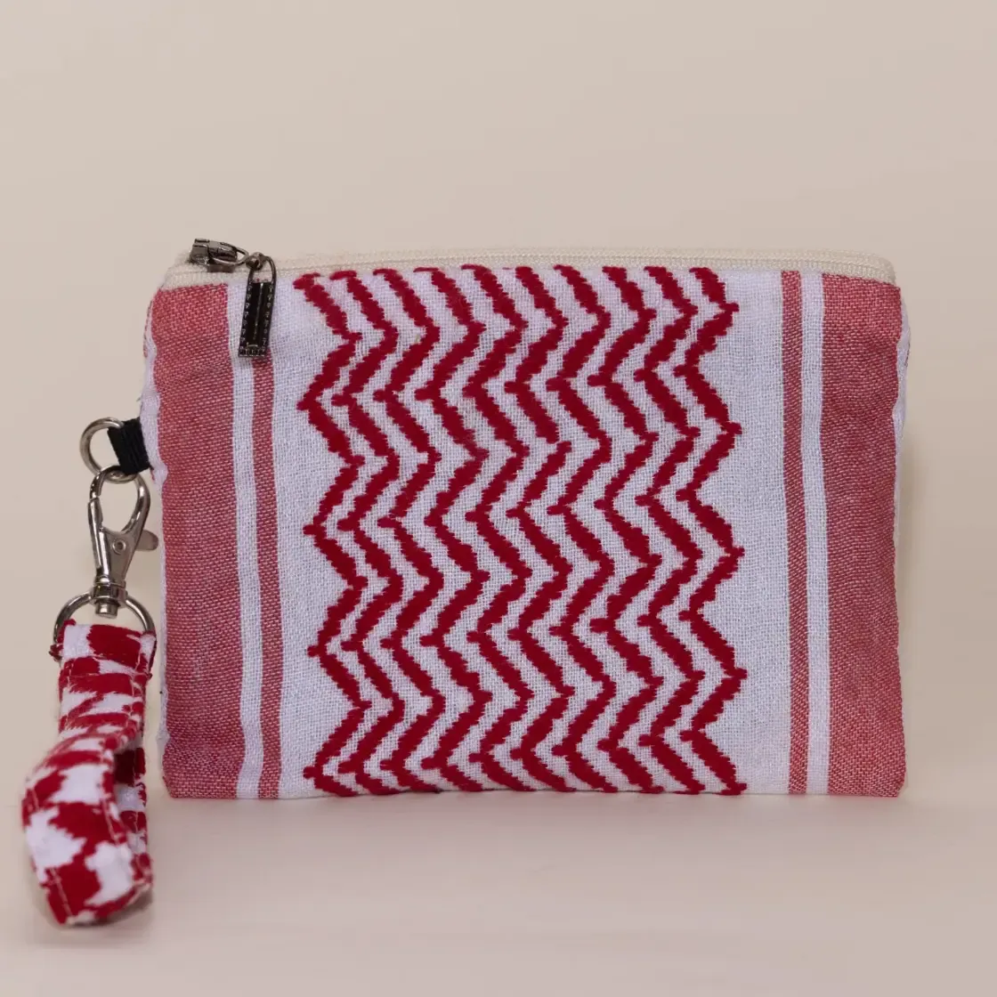 Vibrant Red Keffiyeh Large Wallet Keychain 11x15 Handmade
