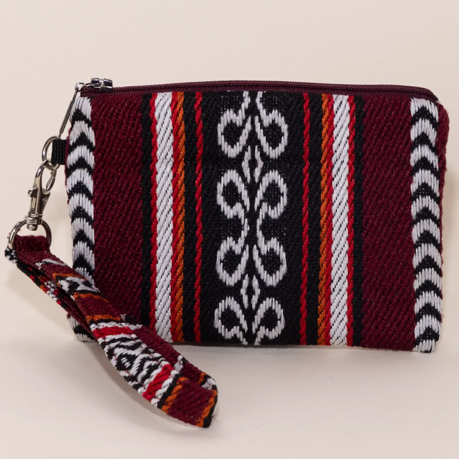 Maroon Large Wallet Keychain 11x15 cm Multi Pocket Handmade