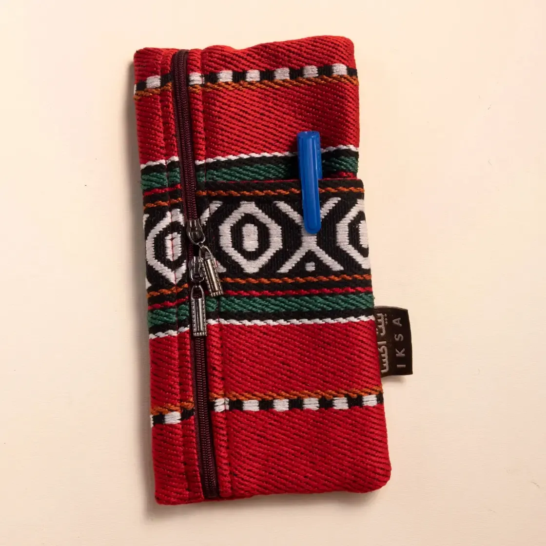 Crimson Festive Heritage Pencil Case & Glasses Holder Handmade