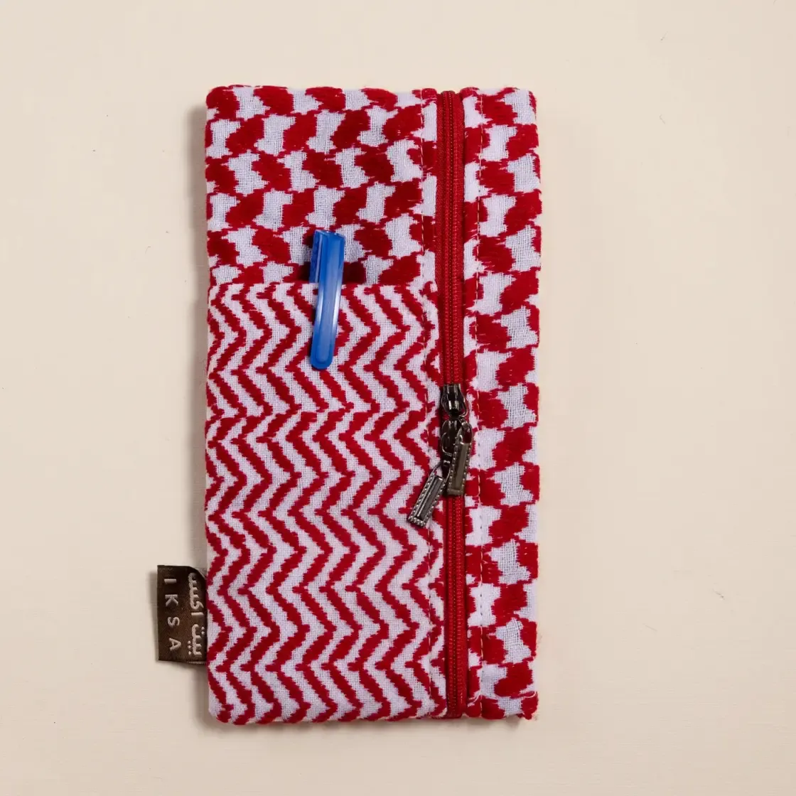 Vibrant Red Keffiyeh Organizer Pencil Case & Glasses Holder Handmade