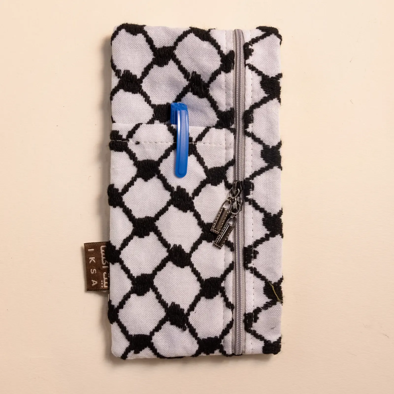 Black White Keffiyeh Organizer Pencil Case & Glasses Holder Handmade