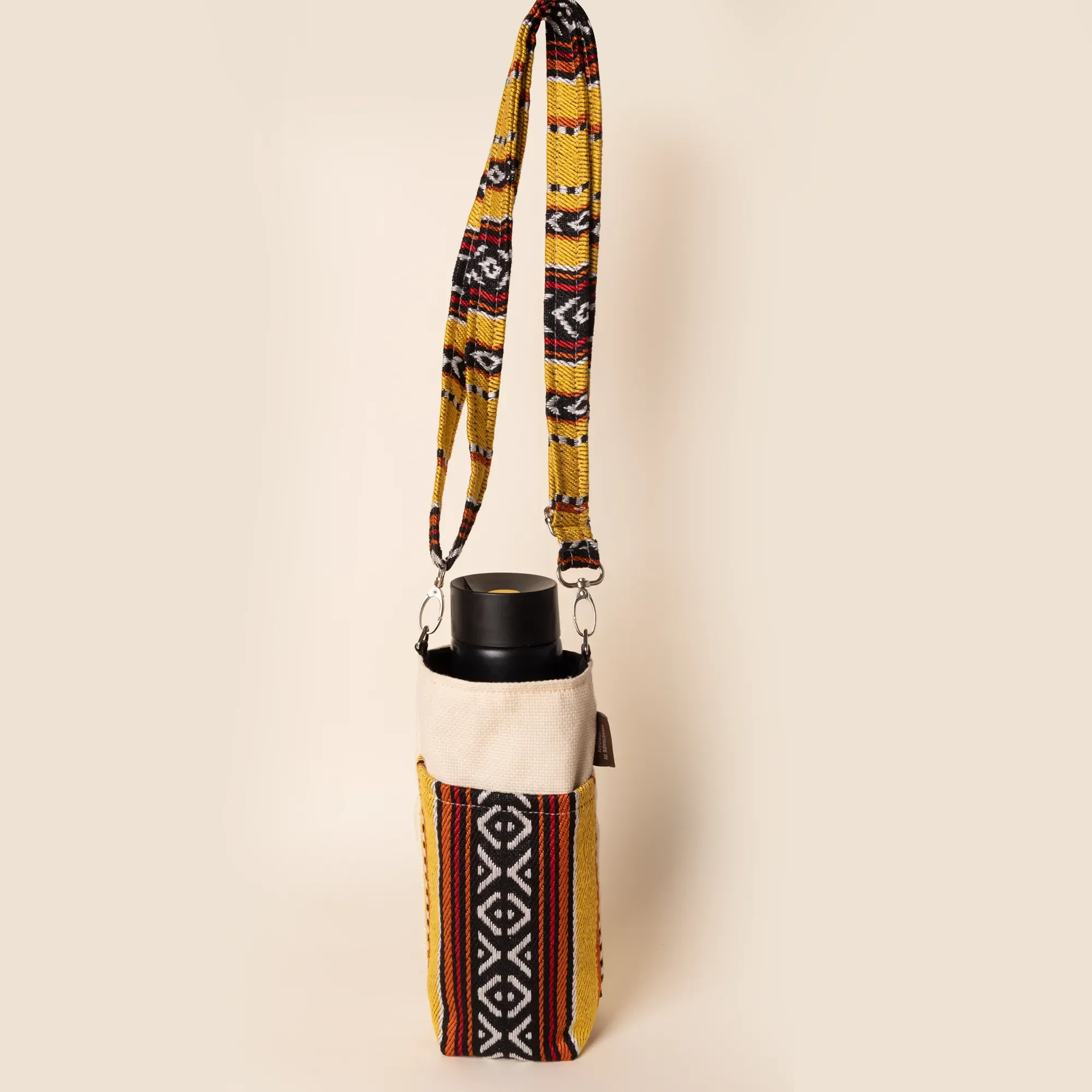 Saffron Water Bottle Carry Bag Cotton Bedouin Handmade Travel