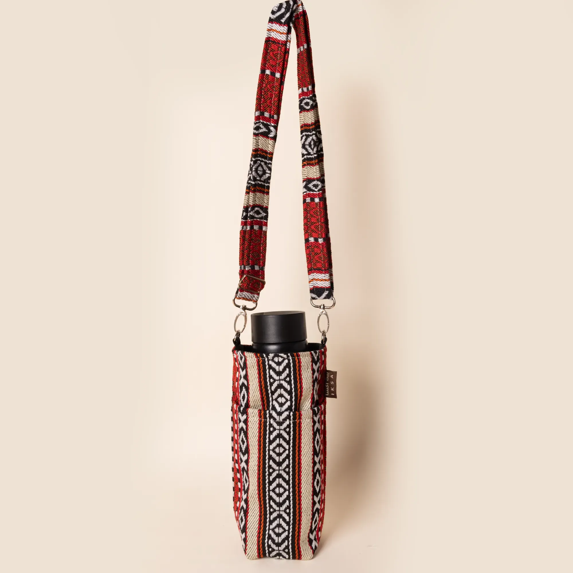 Bedouin Crimson Water Bottle Bag Cotton Handmade Travel