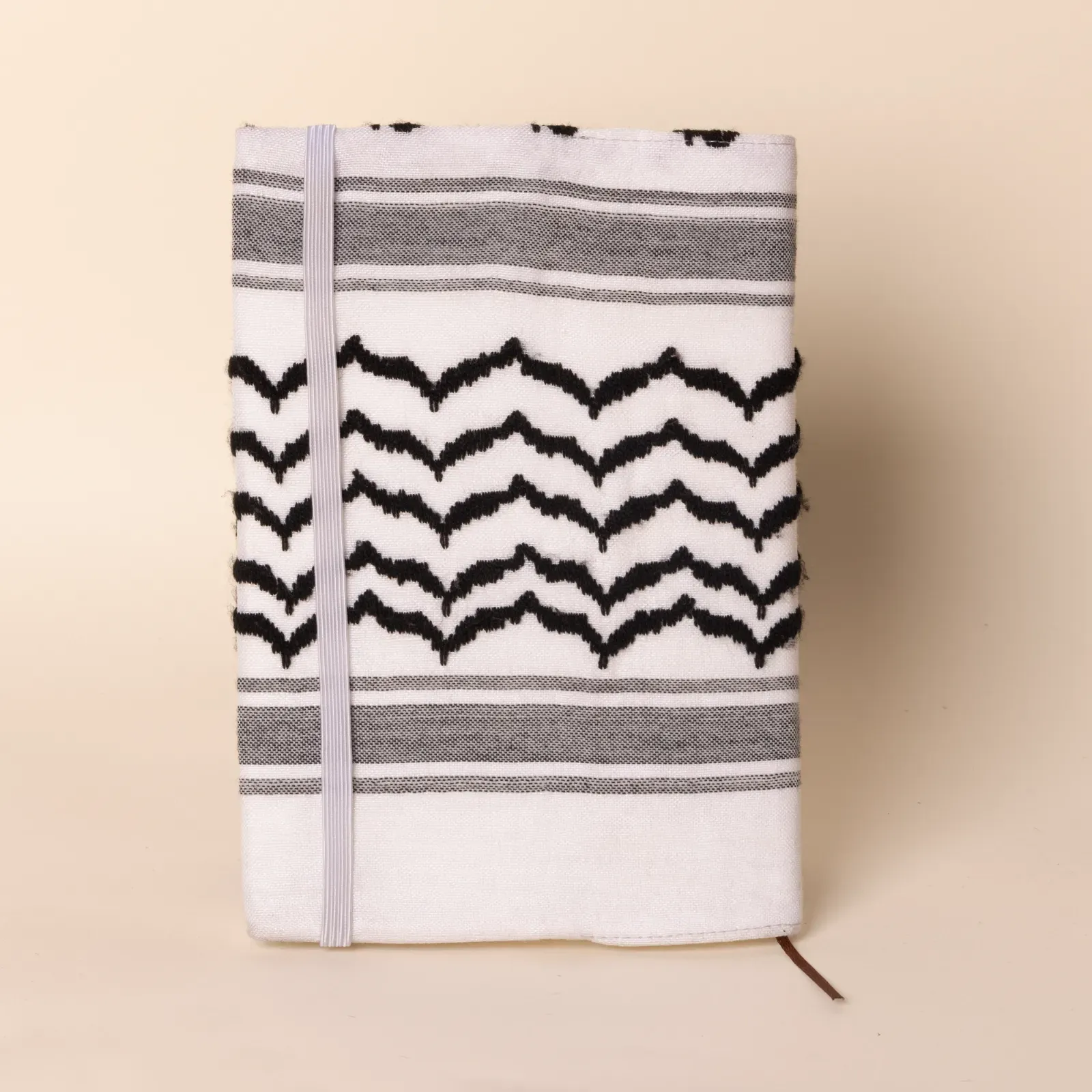Black White Keffiyeh Notebook Cover A5 Fabric Handmade Removable