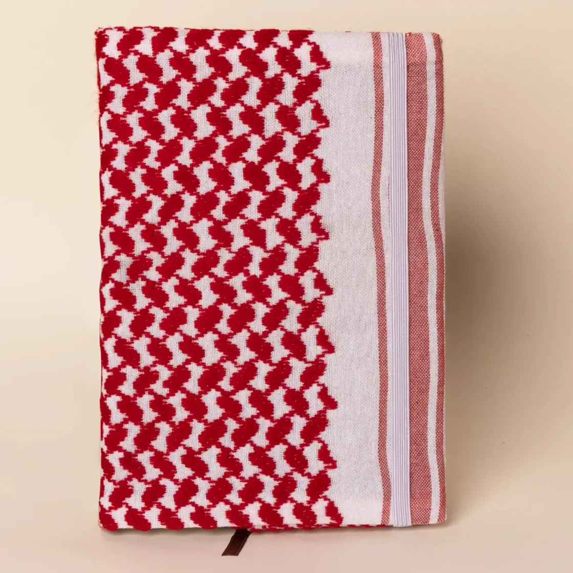 Vibrant Red Keffiyeh A5 Notebook Cover Fabric Handmade Removable