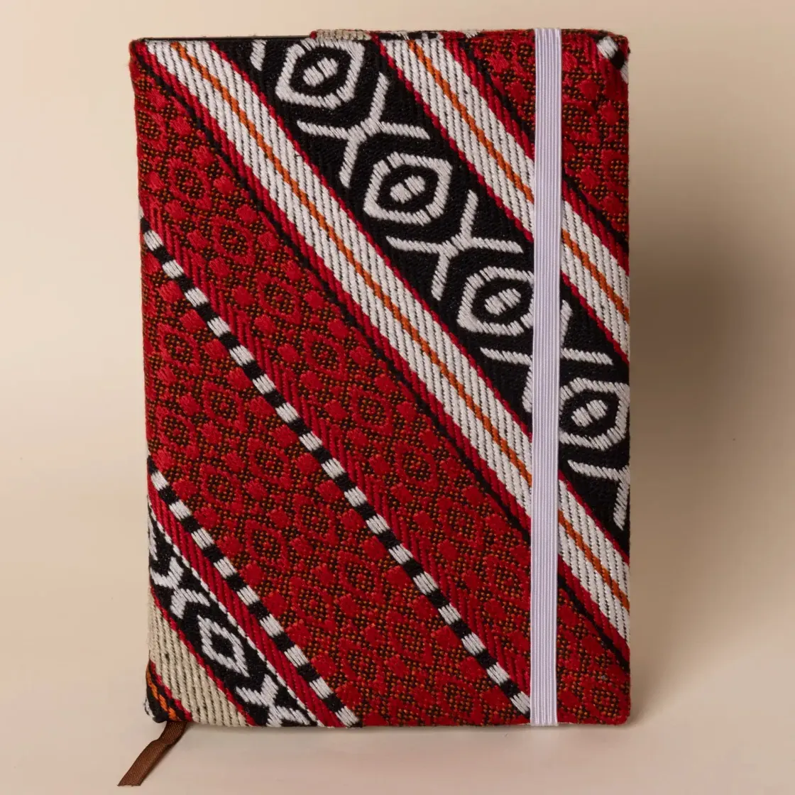 Crimson Horizon Diagonal A5 Notebook Cover Fabric Handmade