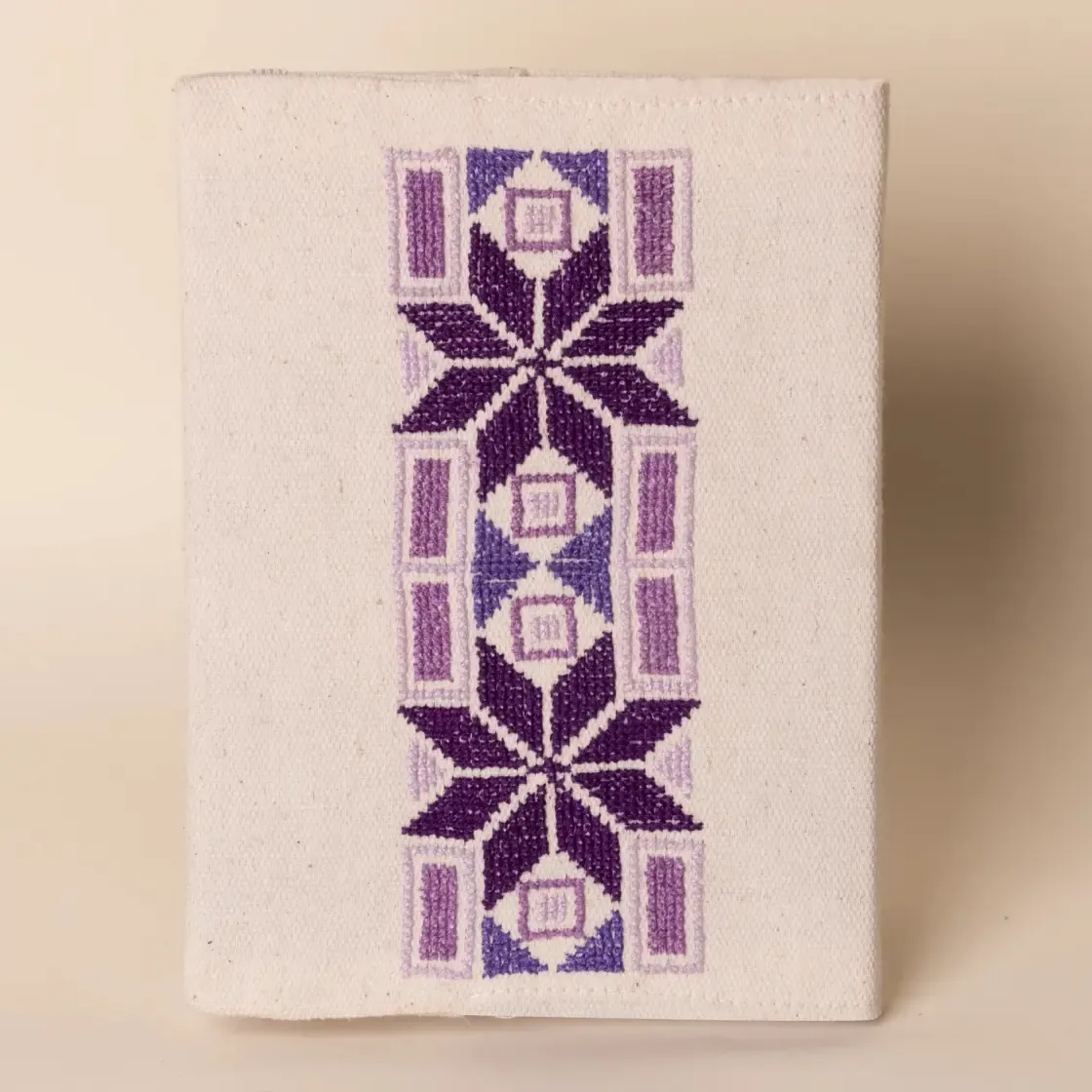 Royal Purple Starburst Linen A5 Notebook Cover Handmade DMC