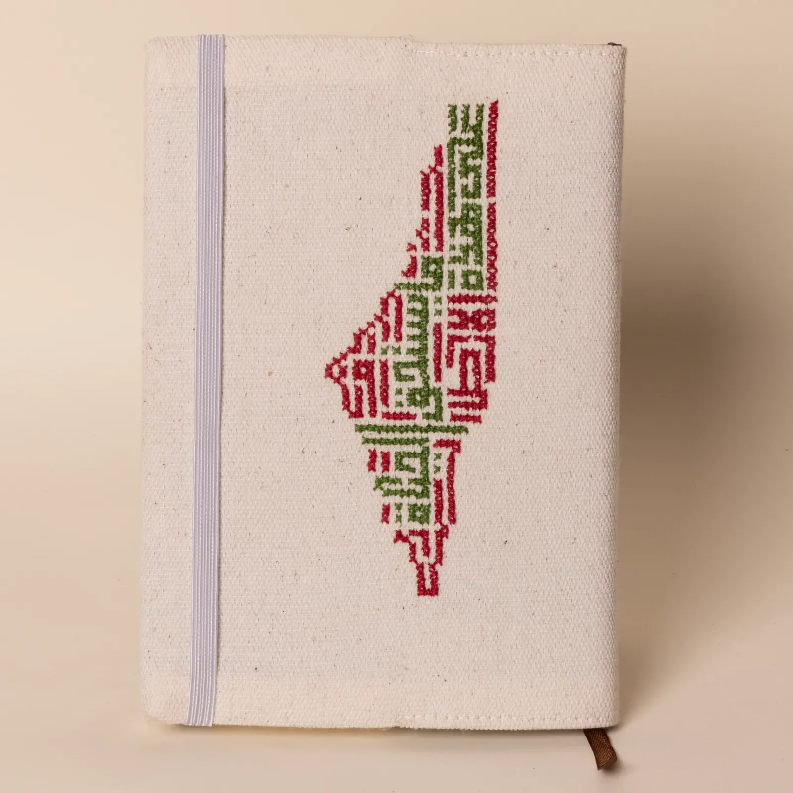 Calligraphy Skyline Embroidered A5 Notebook Cover Handmade DMC