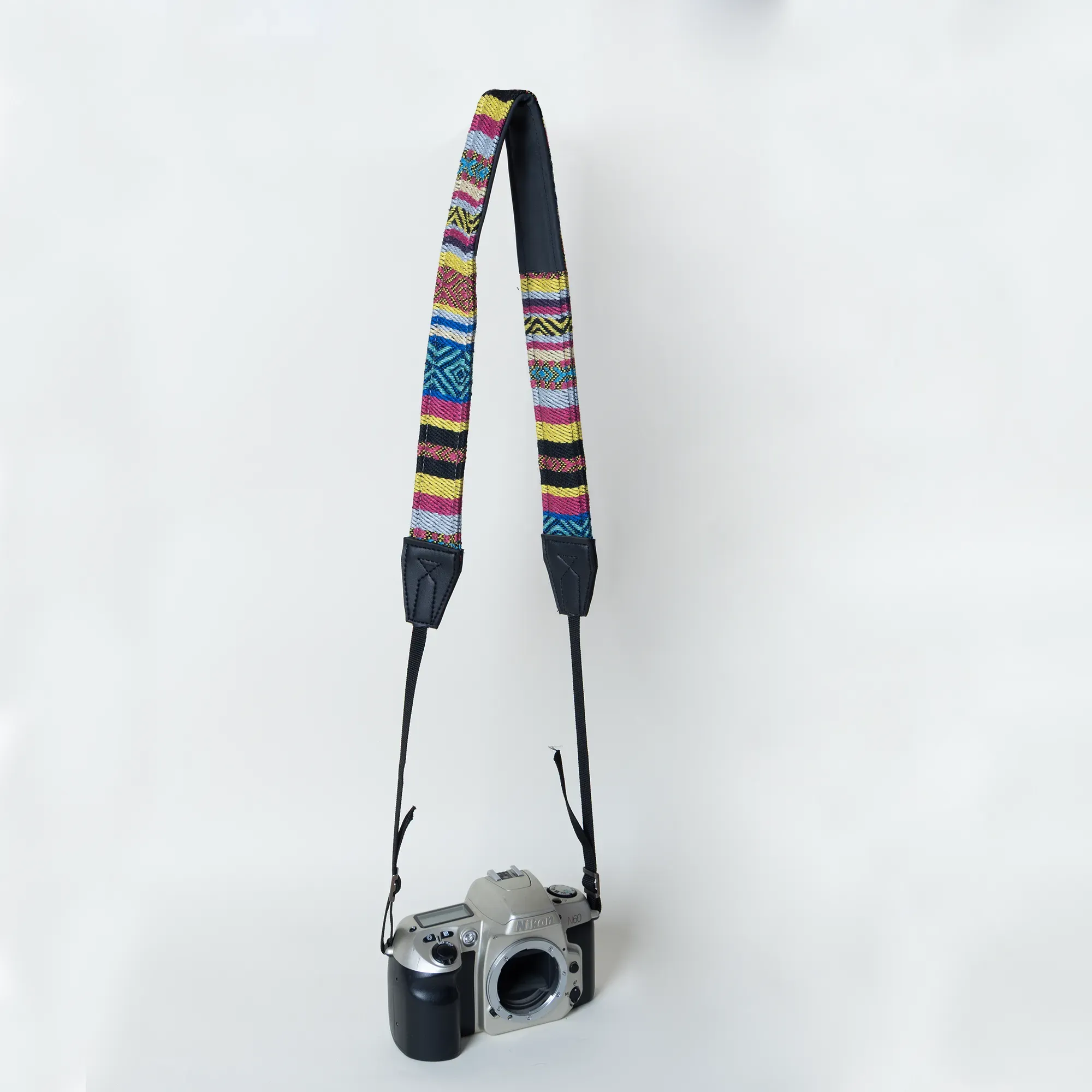 Multicolor Camera Strap Bedouin Textile Leather Padded Handmade