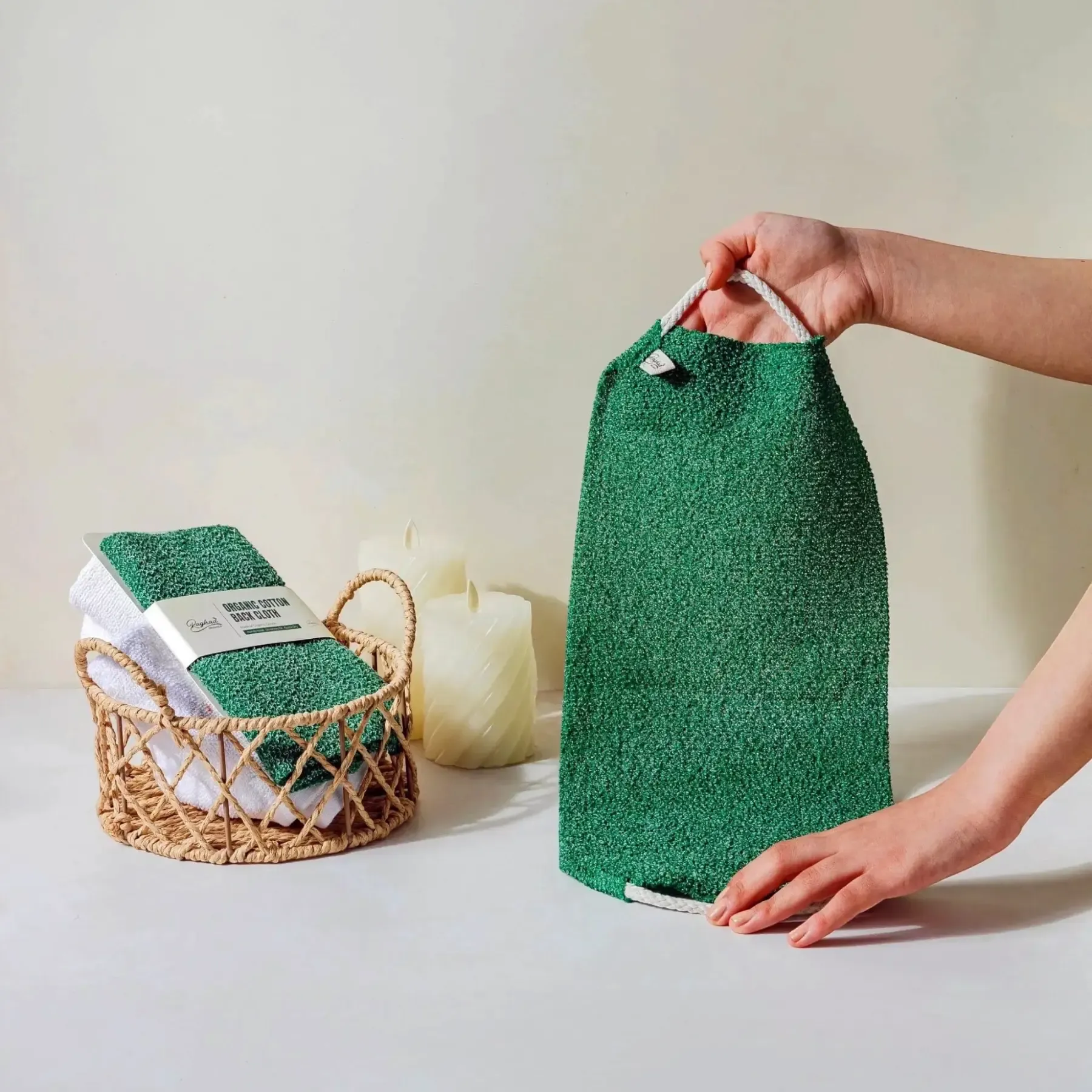 Organic Cotton Back Exfoliating Cloth Shower Tool (1 Pc)
