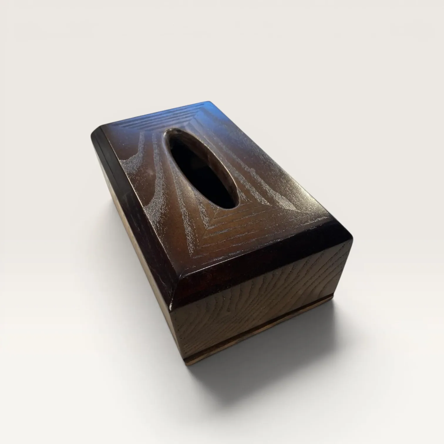 Handmade Solid Oak Wood Tissue Box Cover Dark Brown 23.5x11.5cm