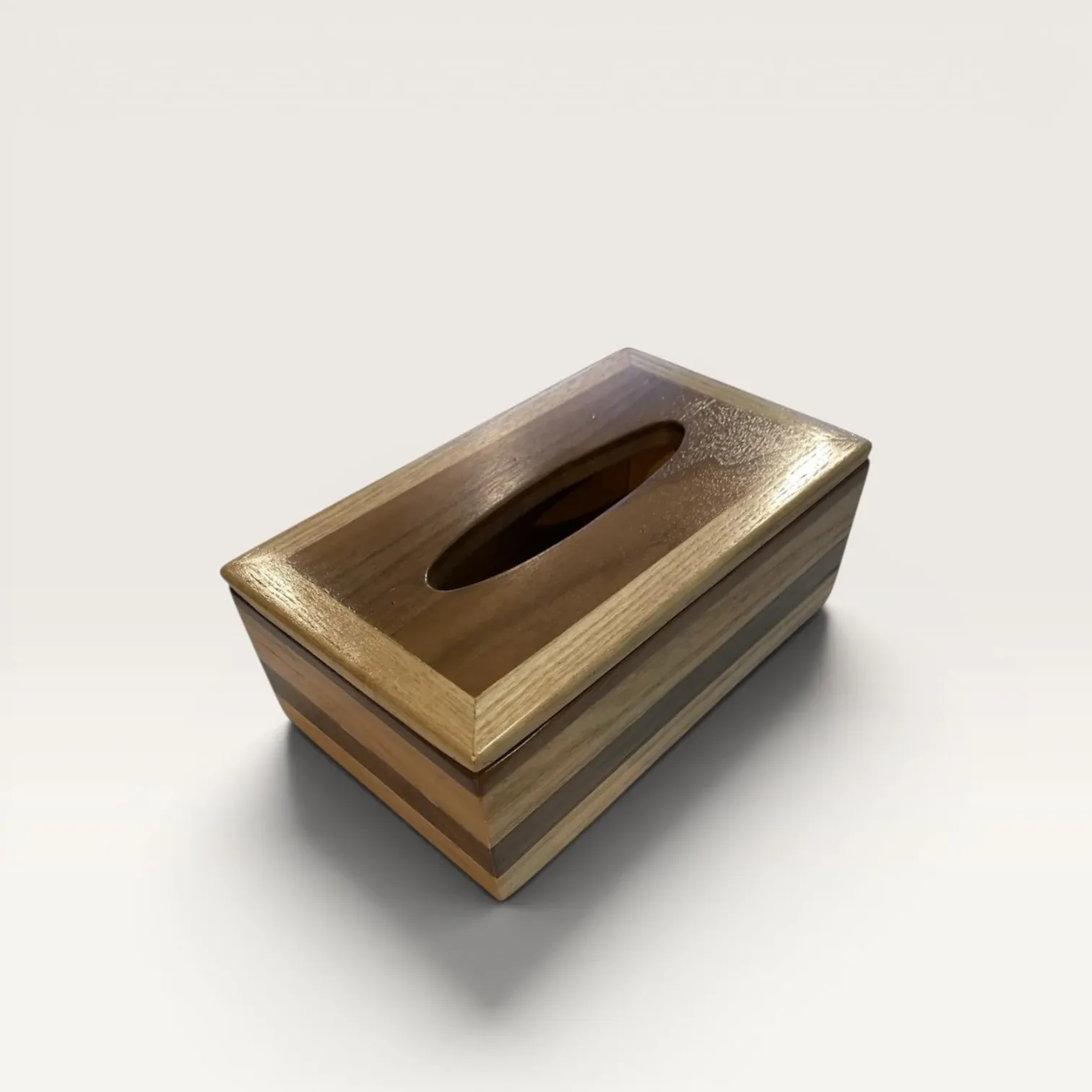 Handmade Solid Oak Wood Tissue Box Cover Natural Finish 23.5x11.5cm