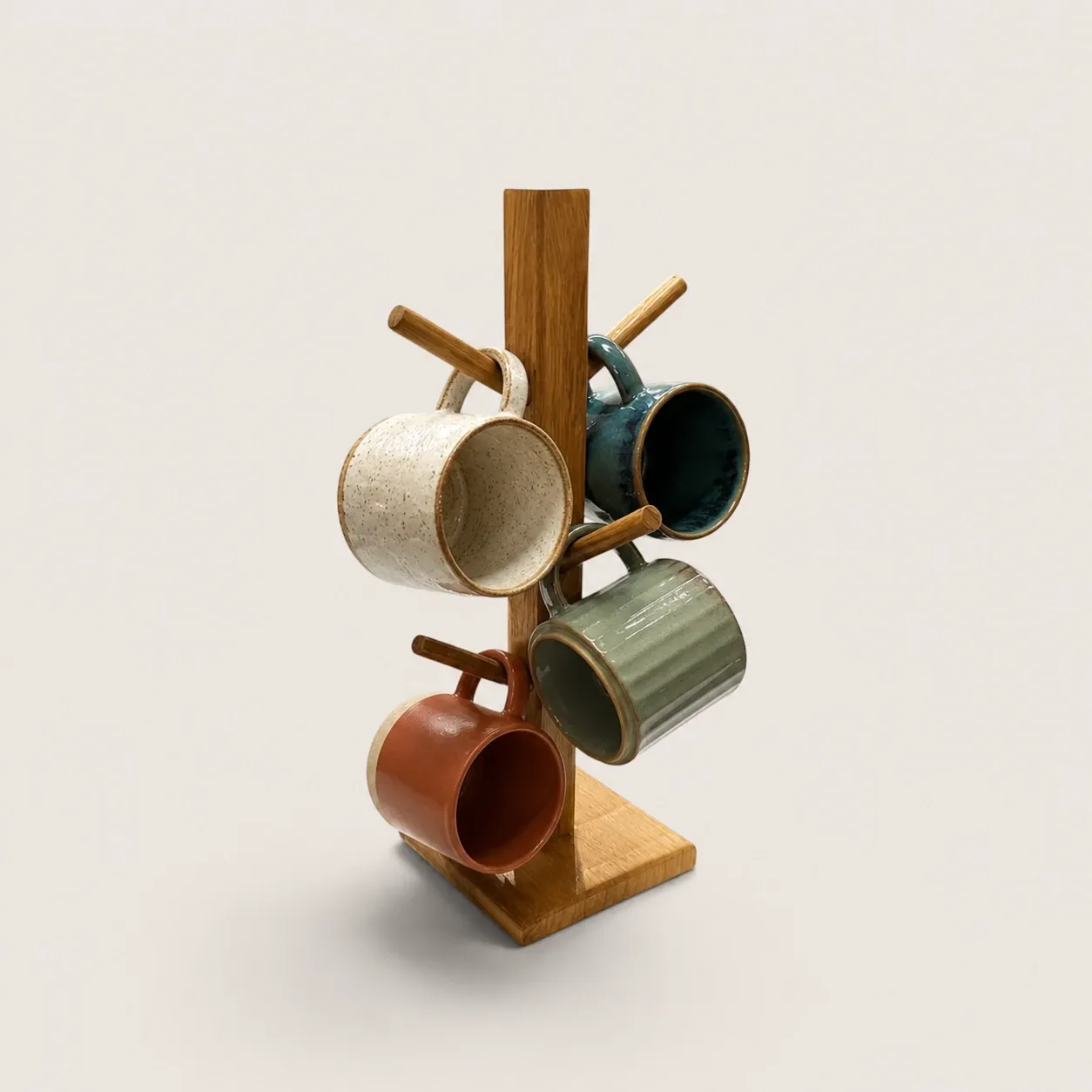 Handmade Wooden Mug Holder and Cup Organizer Stand 44cm