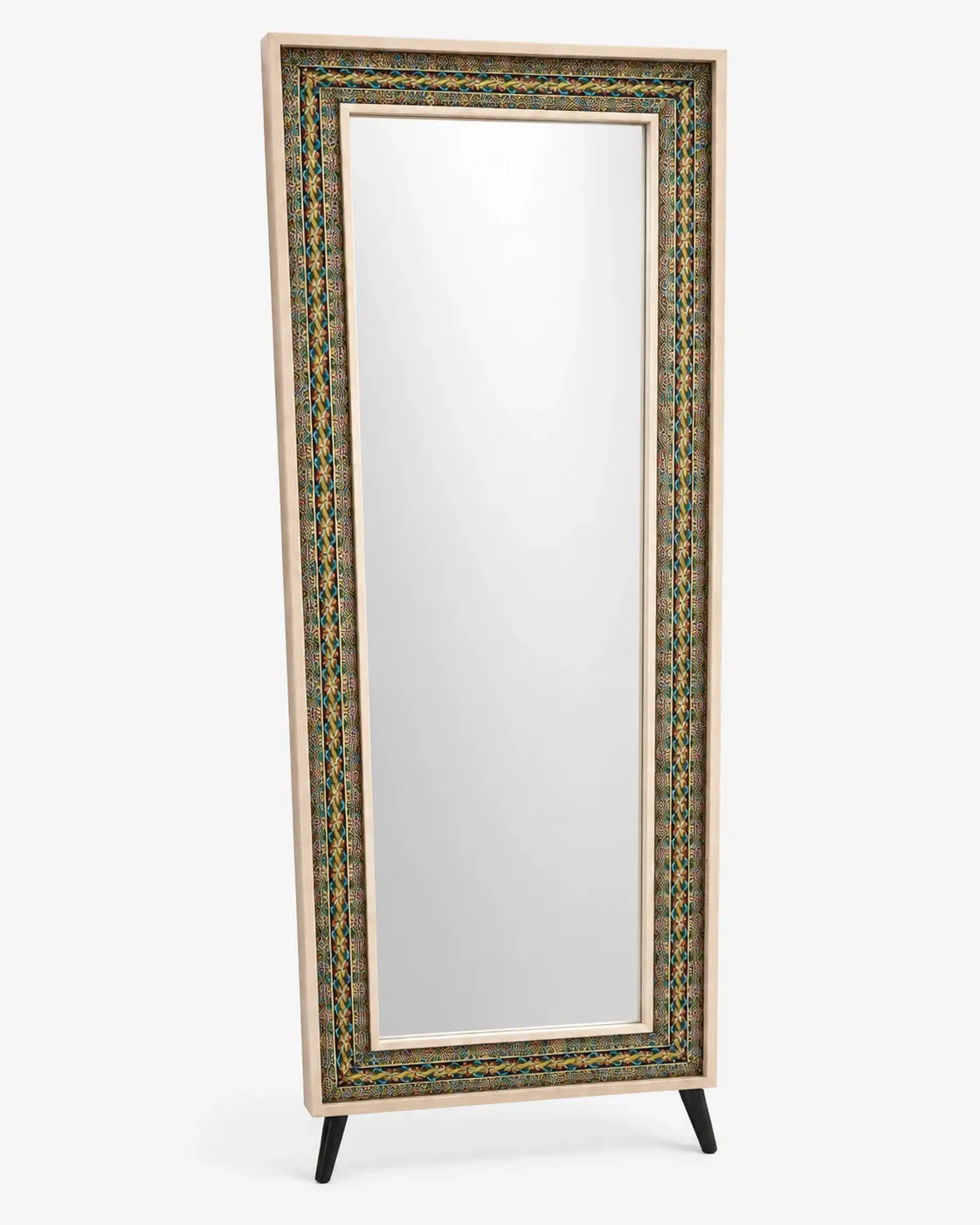 Handmade Mosaic Wood Shoe Cabinet with Full Mirror Gold 155cm