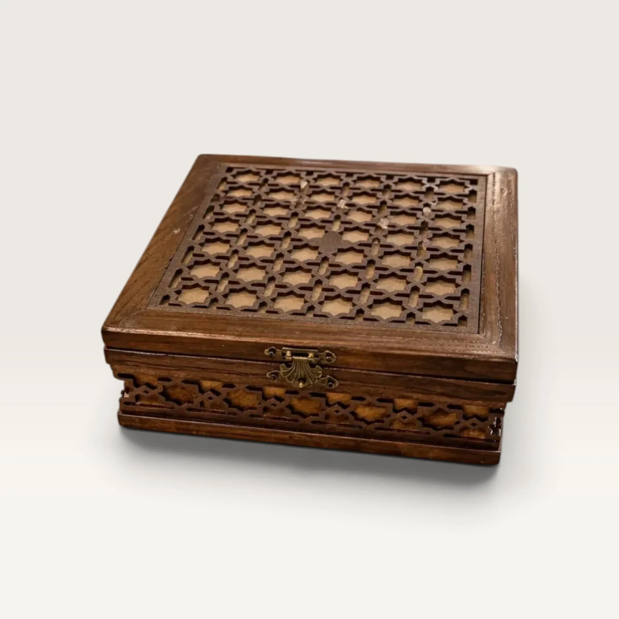 Handmade Dark Brown Solid Oak Accessory Box